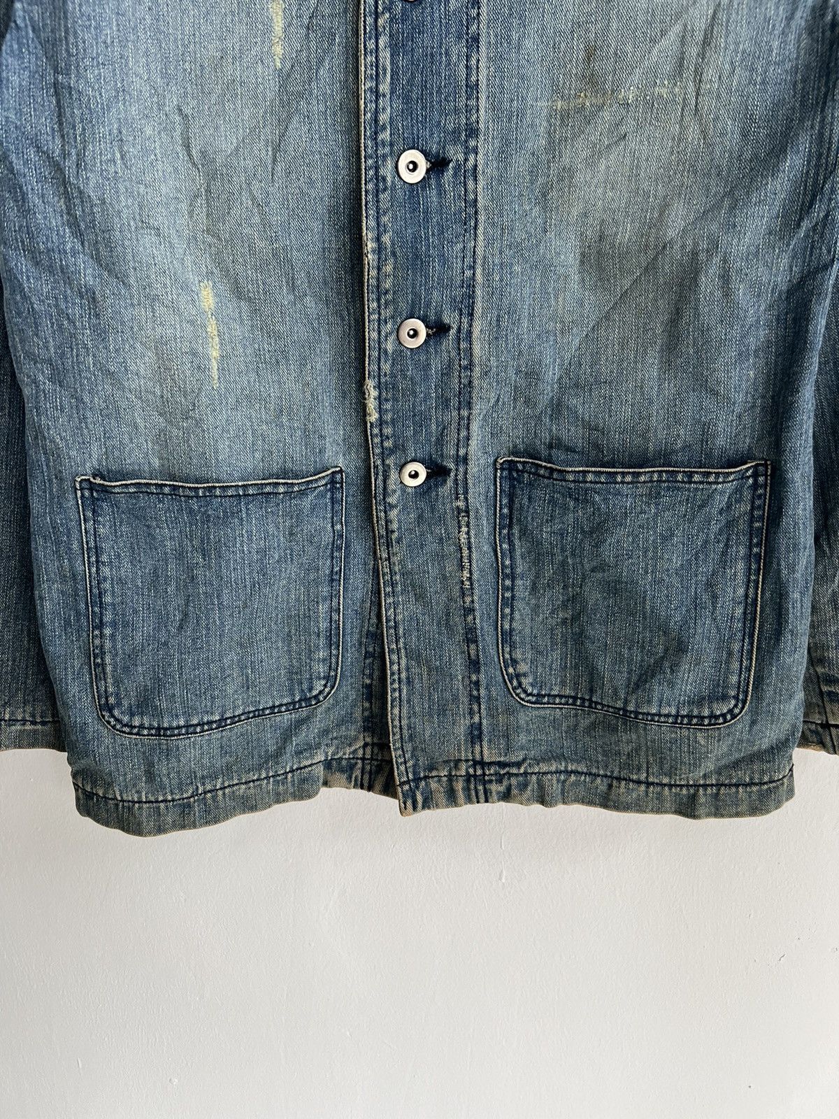 Freewheelers Vintage USN WWII Inspire Shawl Collar Distress Denim Jacket Size US M / EU 48-50 / 2 - 13 Thumbnail