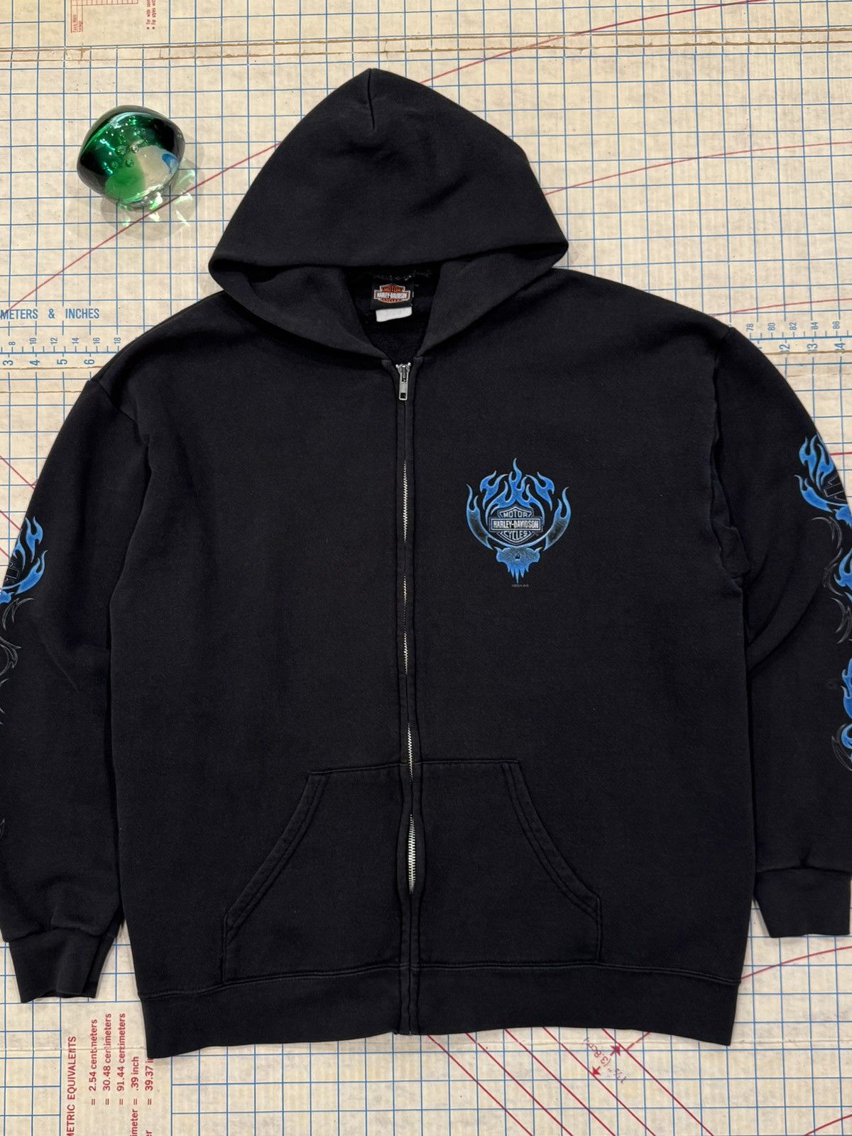 Harley Davidson Harley Davidson Blue Flames Full Zip Hoodie Honolulu Mens XL Size US XL / EU 56 / 4 - 6 Thumbnail