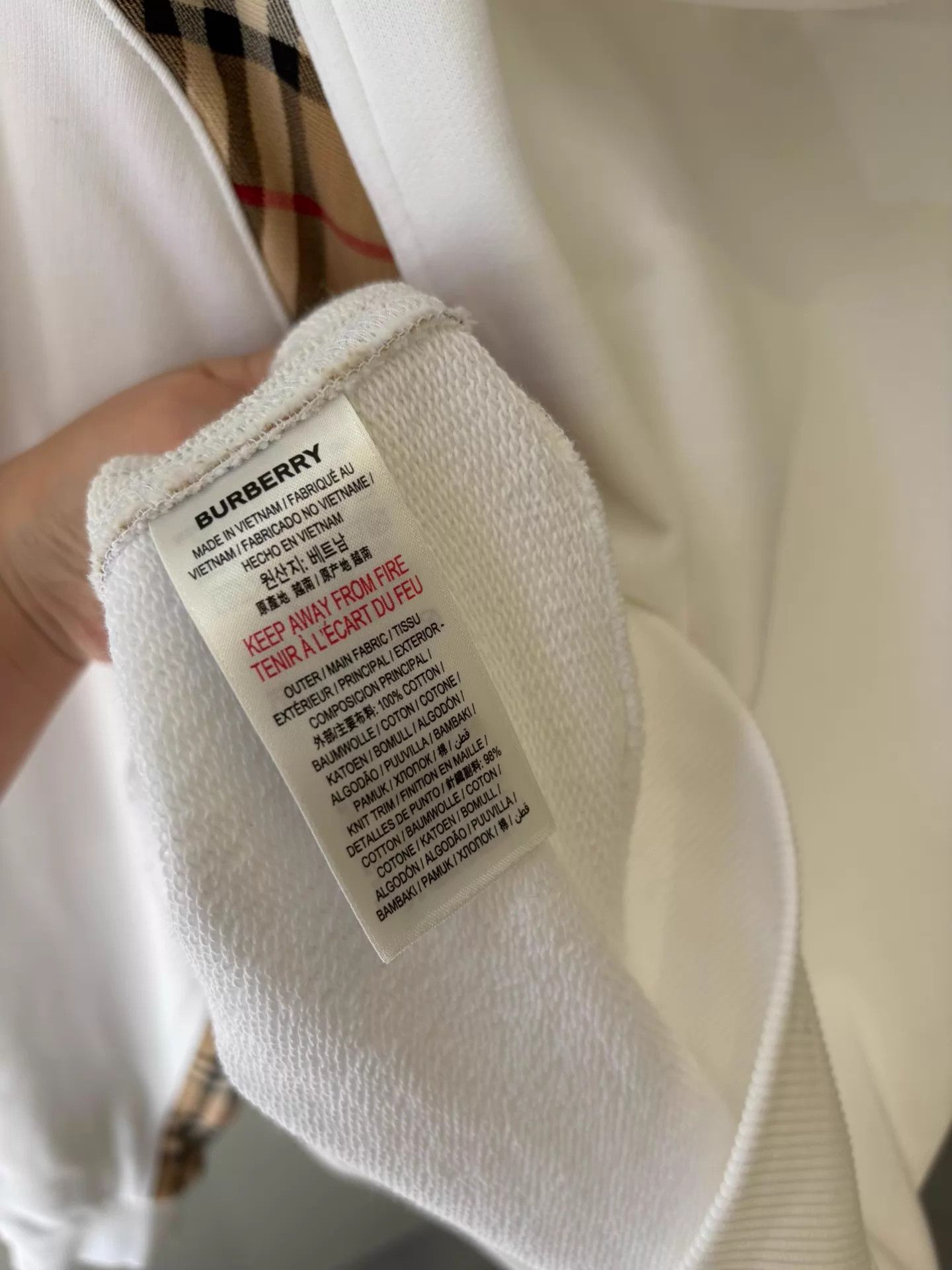 Burberry Burberry White Hoodie Horseferry Check Deadstock S Size S / US 4 / IT 40 - 5 Thumbnail