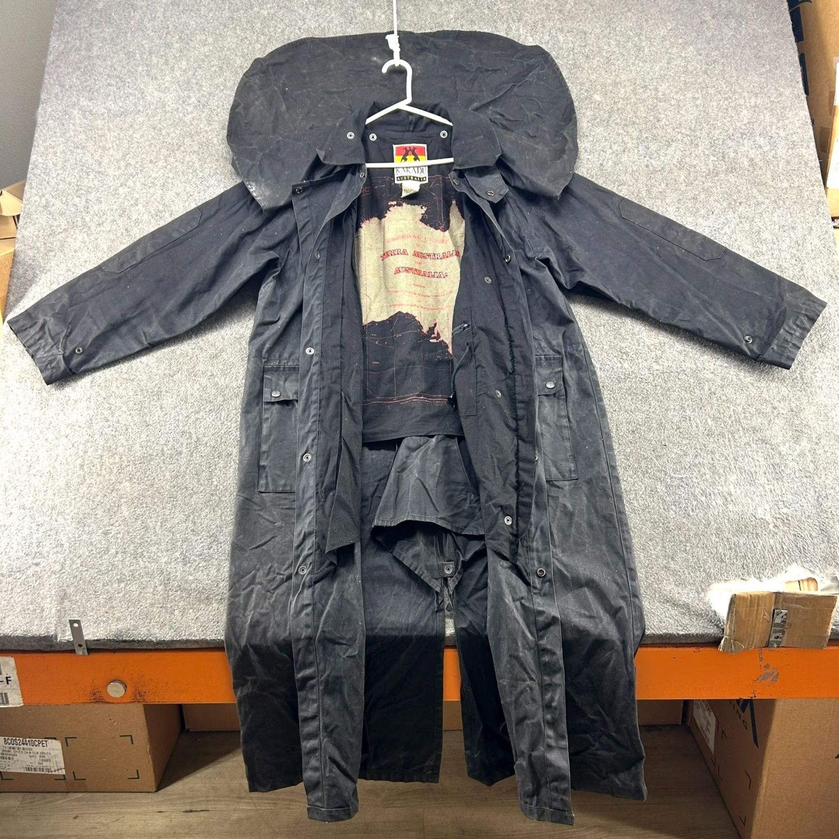 CLOT Kakadu Traders Coat Mens L Black Duster Oilskin Waxed Tin Cloth 1032 Australia Coat Weatherproof Waxed Hooded Long Trench Black Mens L Size US L / EU 52-54 / 3 - 2 Thumbnail