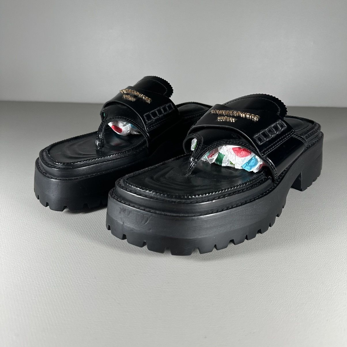 Alexander Wang Alexander Wang Carter Platform Black Leather Slip On Sandals Size US 7 / IT 37 - 3 Thumbnail