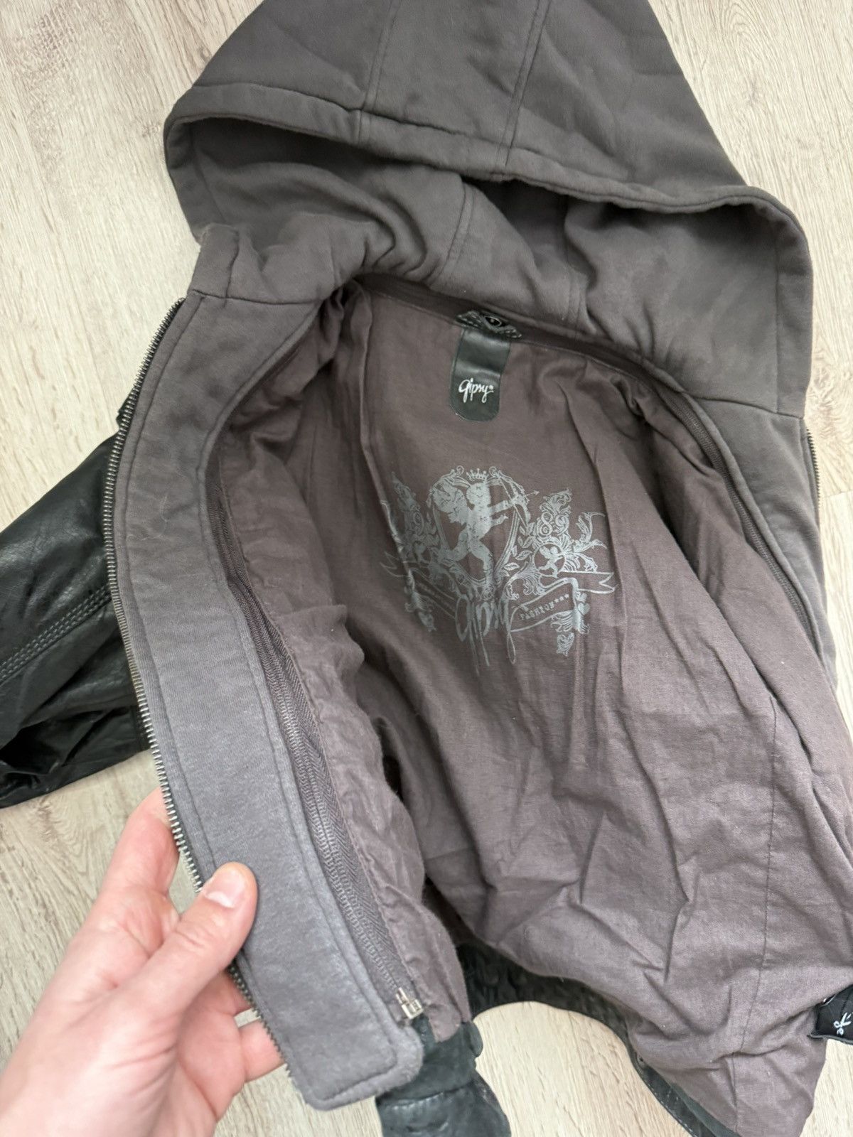 Gypsy Gipsy Leather Biker Jacket with Inner Hoodie Layer – Size S Size S / US 4 / IT 40 - 23 Thumbnail