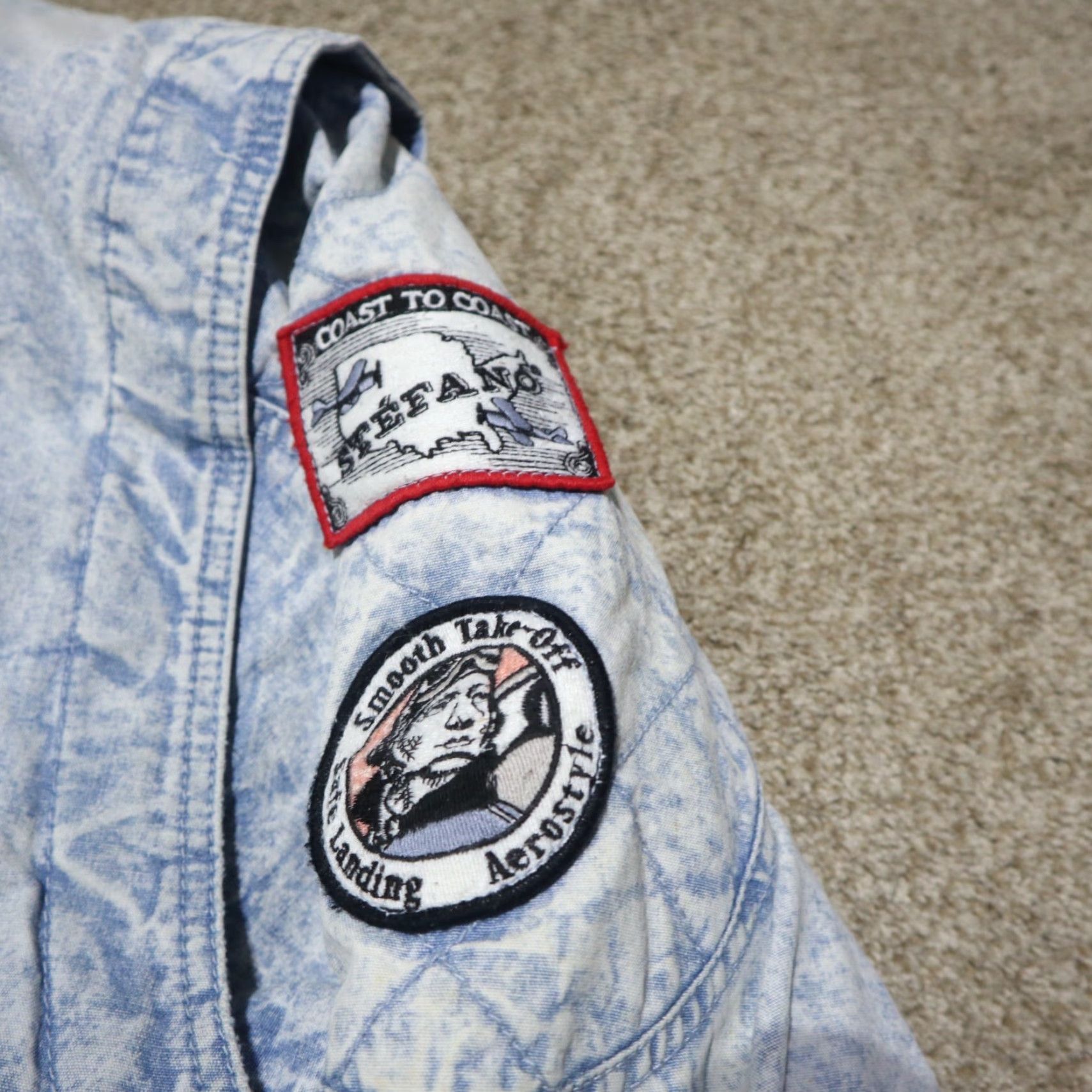 Vintage VINTAGE Stefano International Denim Jacket Women M Light Wash Blue Embellished Rhinestone Buttons Embroidered Trim Size 32" / US 10 / IT 46 - 2 Thumbnail