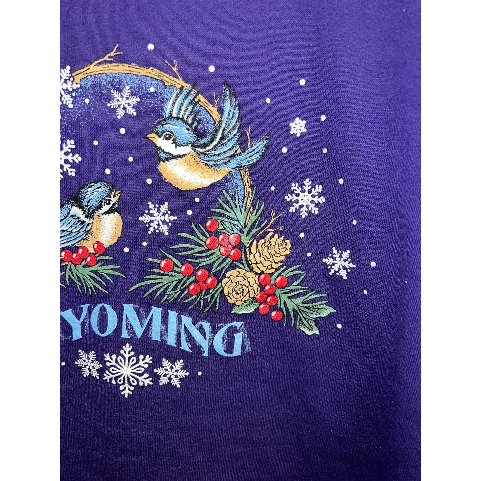 Jerzees Vintage Wyoming Sweatshirt Purple Bird Winter Crewneck 90s X Size US XL / EU 56 / 4 - 4 Thumbnail