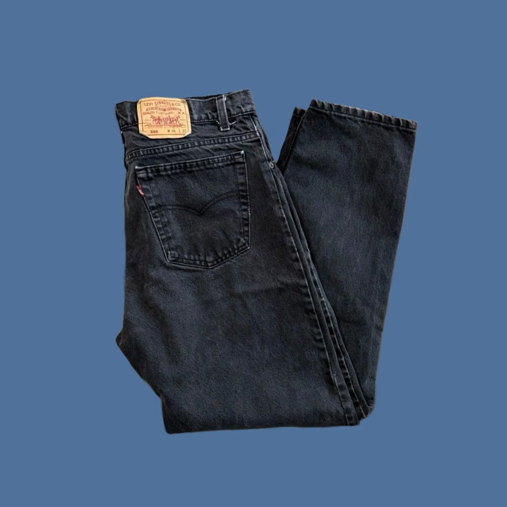 Levi's VINTAGE 90s Levi’s Black Denim Jeans 34x30 Tapered Made In USA Size US 34 / EU 50 - 1 Thumbnail