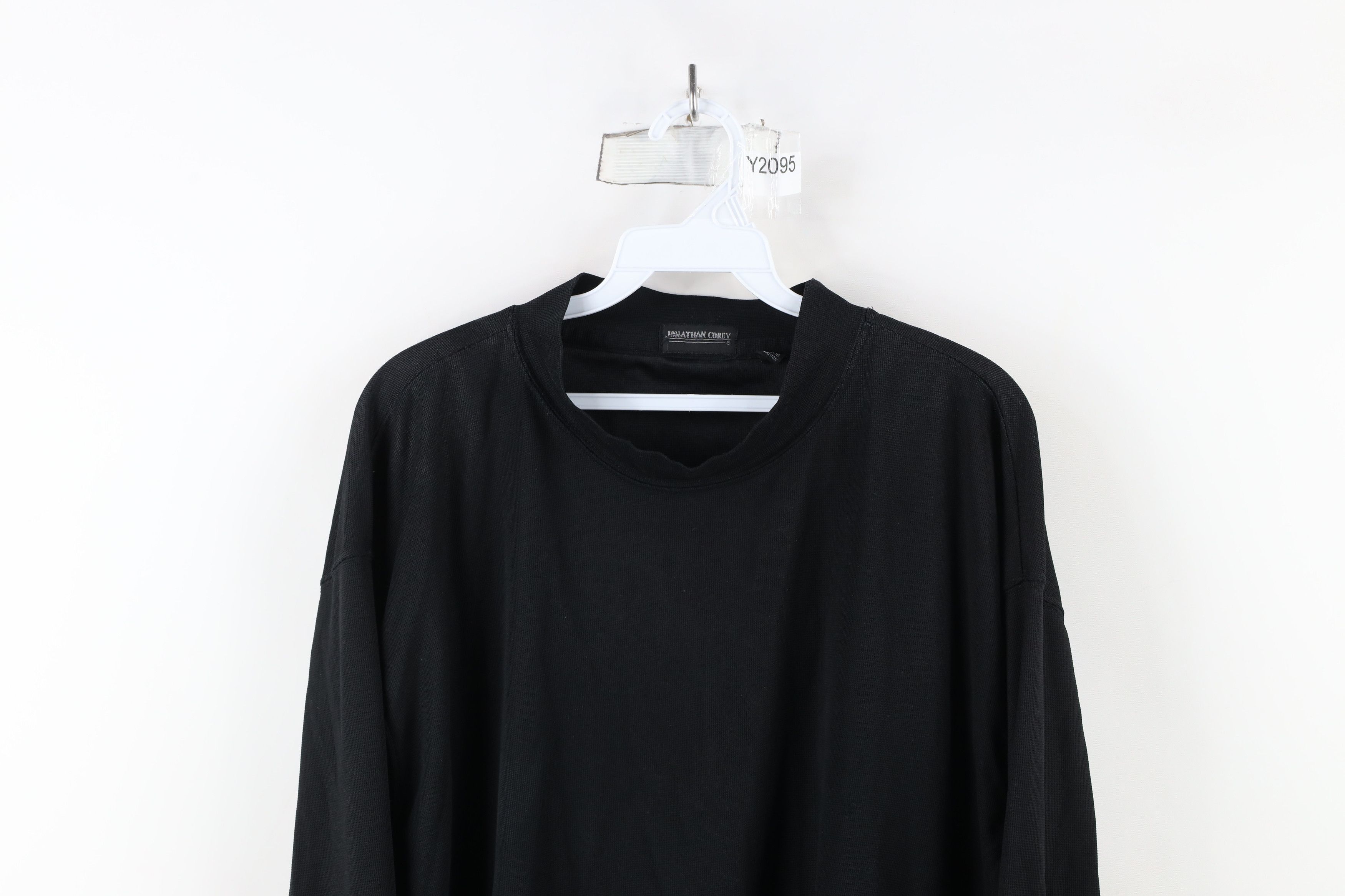 Vintage Vintage 90s Streetwear Blank Knit Mock Neck T-Shirt Black Size US XL / EU 56 / 4 - 2 Thumbnail