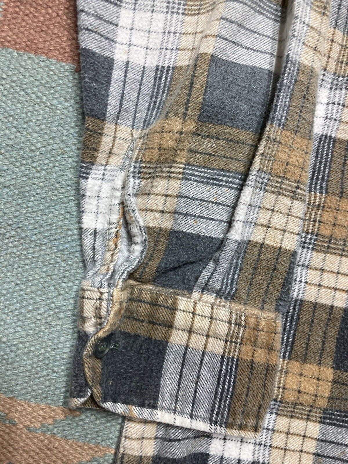 Vintage 80s flannel shirt brushed cotton plaid paint stained small Size US S / EU 44-46 / 1 - 5 Thumbnail
