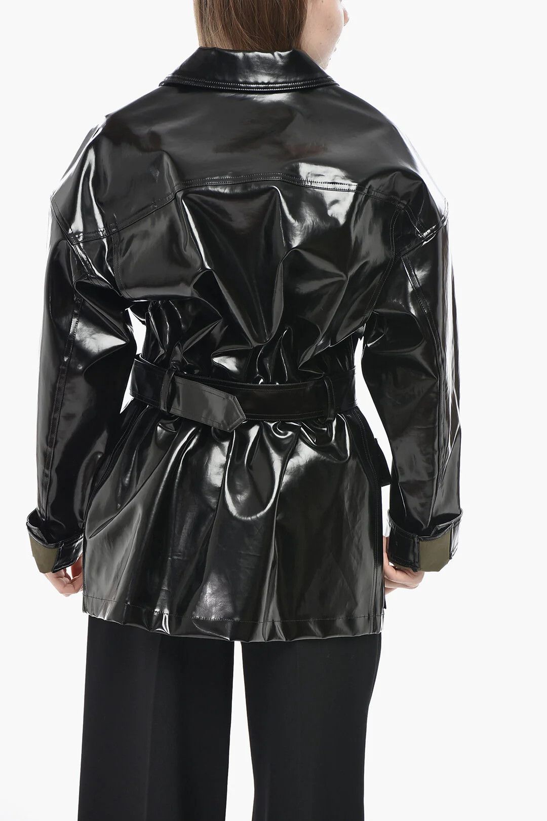 Saint Laurent Paris og1mm0326 Coated Cotton Trench Coat in Black Size M / US 6-8 / IT 42-44 - 2 Thumbnail