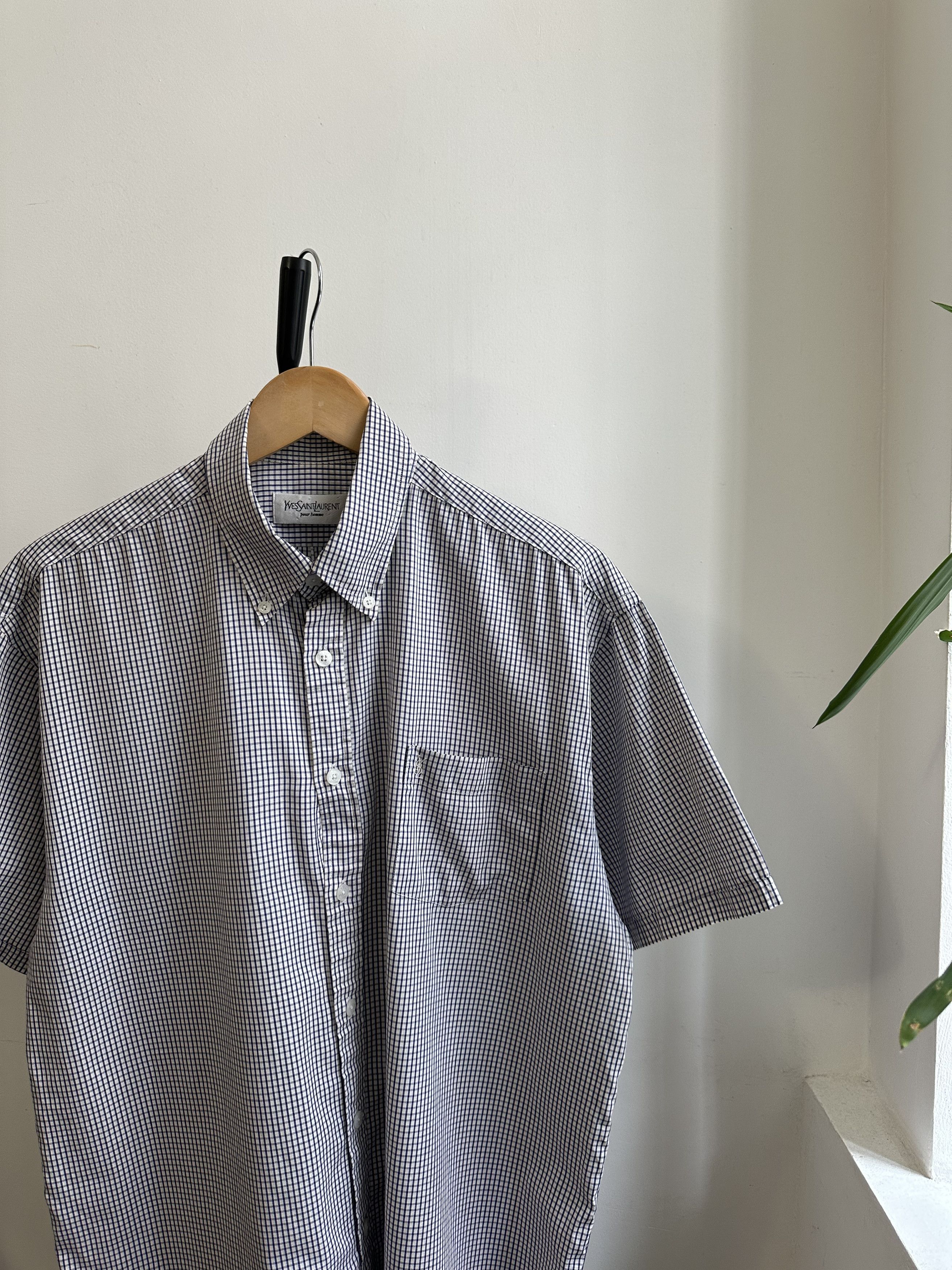 Vintage Yves Saint Laurent Vintage Checkered Short Sleeve Shirt Size US M / EU 48-50 / 2 - 1 Thumbnail