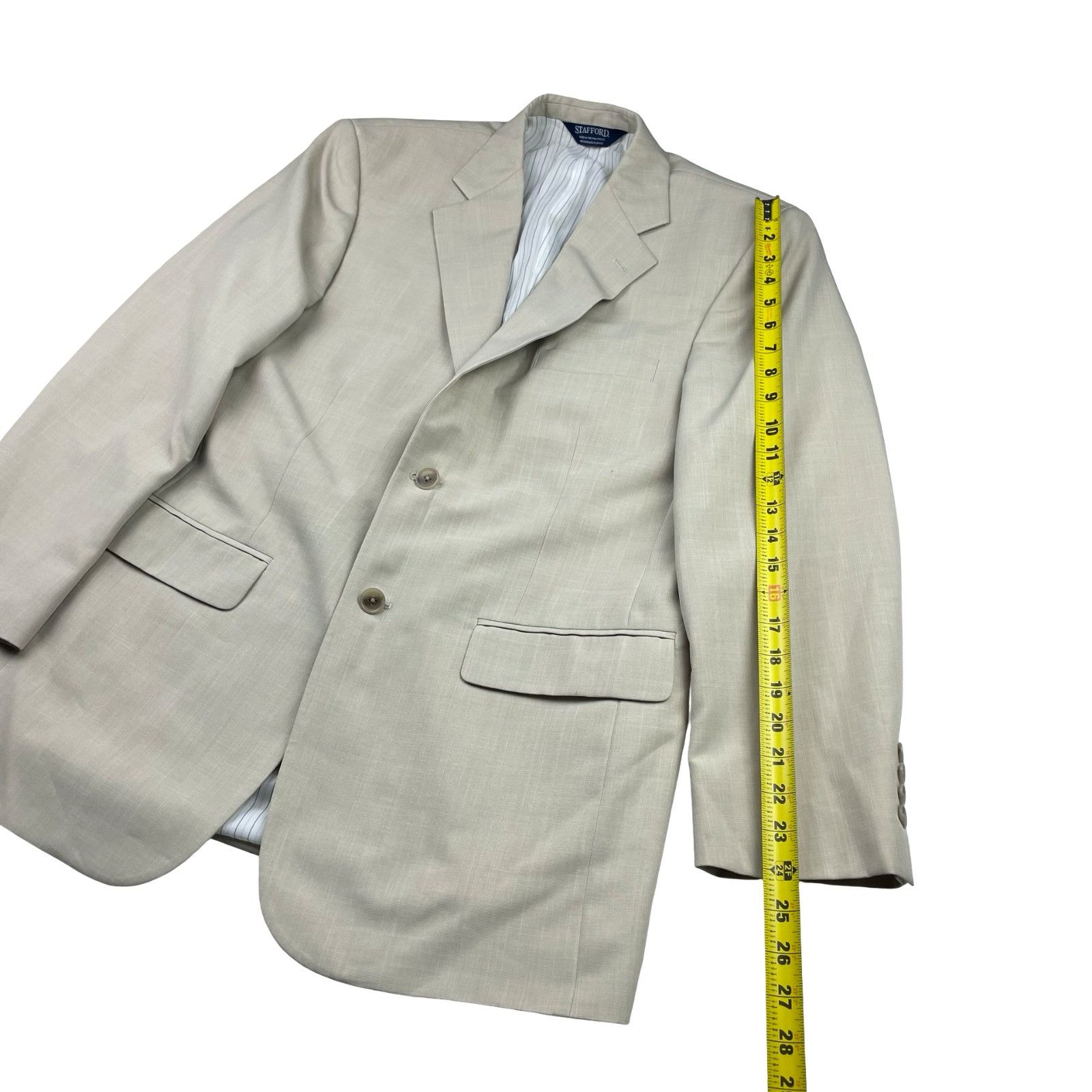 Stafford Stafford Men's Performance 2-Button Suit Light Khaki/Tan • 4 Size 40R - 11 Thumbnail