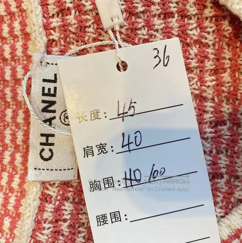 Chanel Chanel Red Striped Cotton Crop T-Shirt . Size M / US 6-8 / IT 42-44 - 5 Thumbnail
