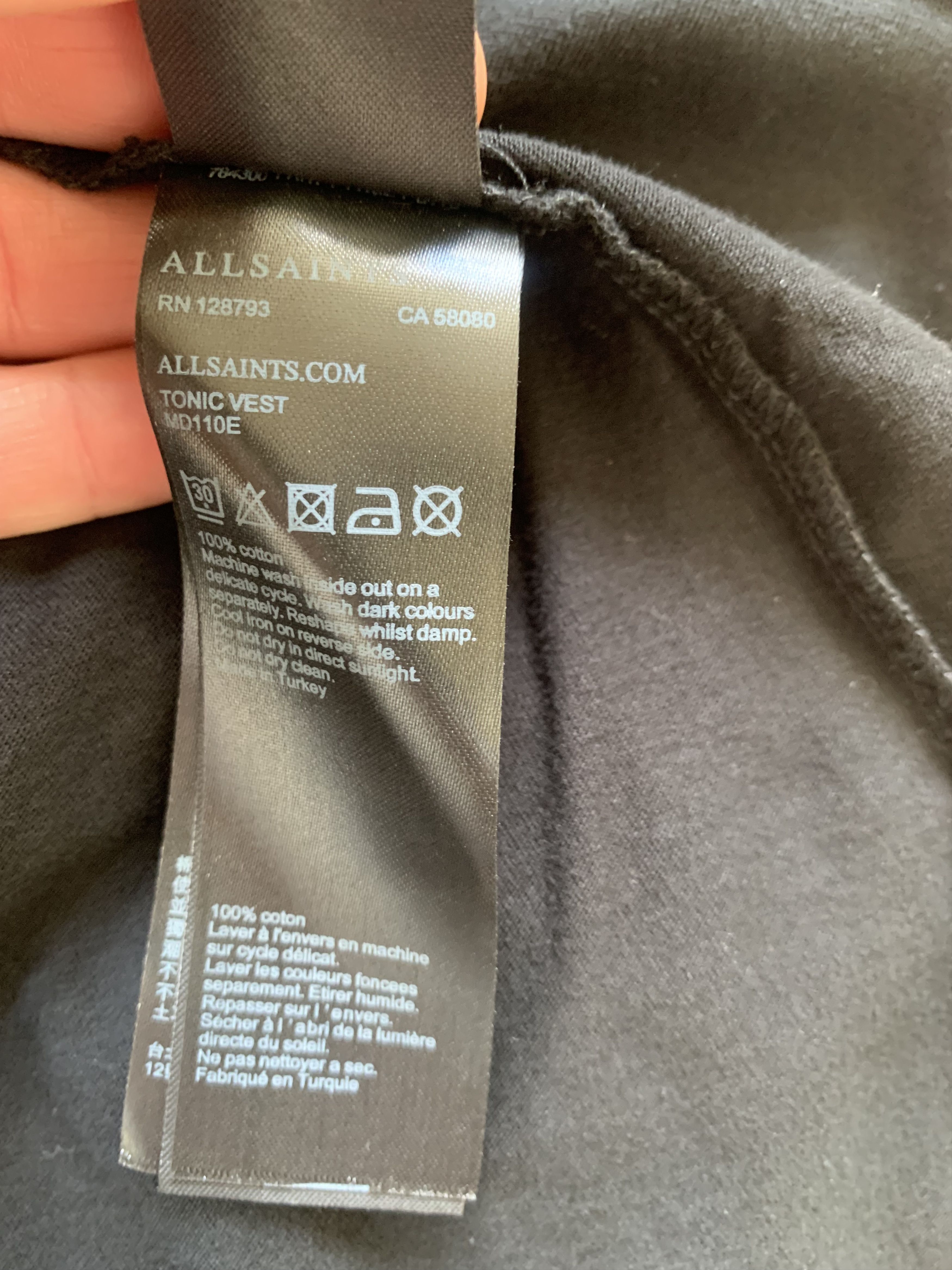 Allsaints Allsaints Tonic Vest Mens Black Cotton Tank Top Size US M / EU 48-50 / 2 - 8 Thumbnail