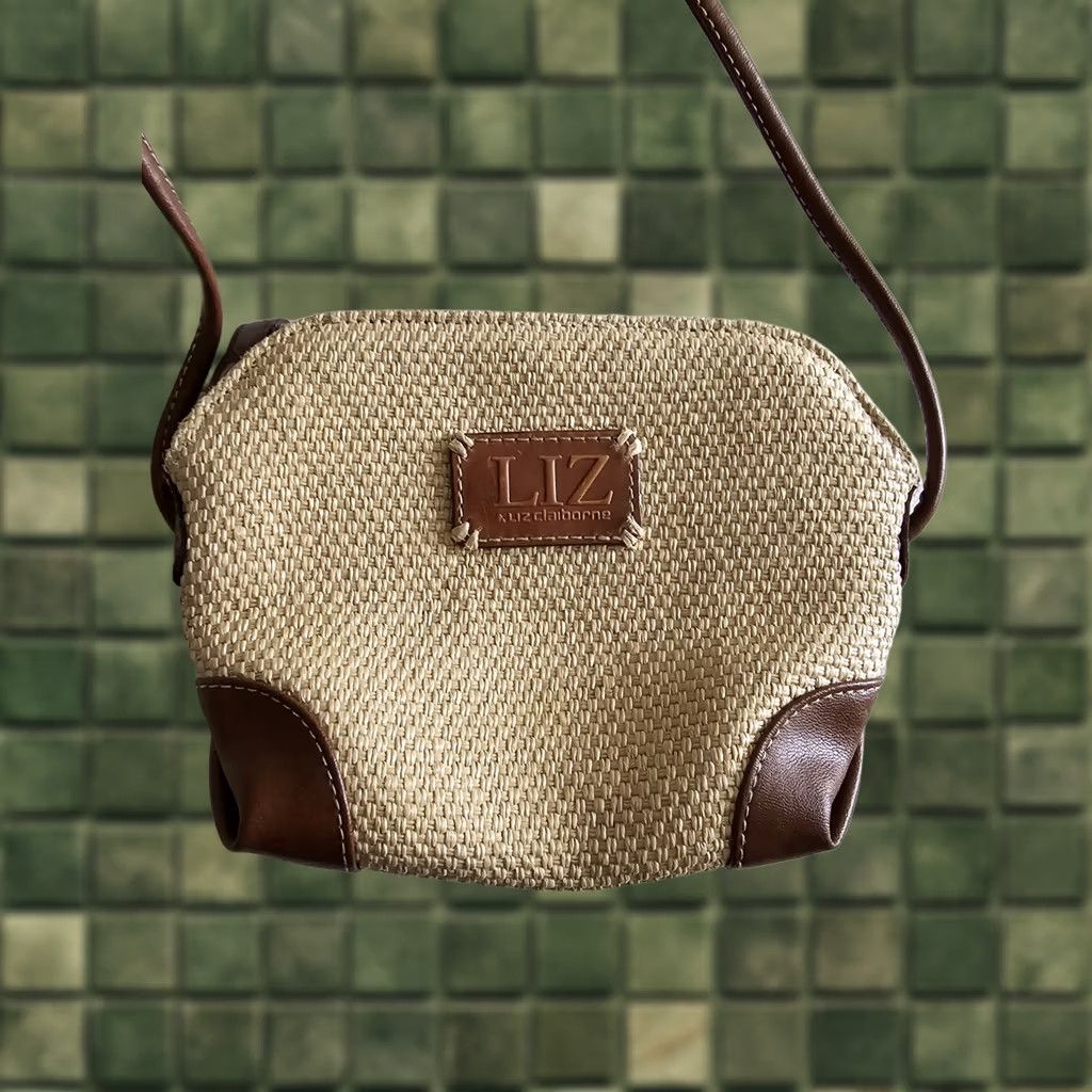 Liz Claiborne VINTAGE Liz Claiborne Purse Cross Body Bag Purse Brown Beige 1990s Women Adult Small Size ONE SIZE - 1 Thumbnail