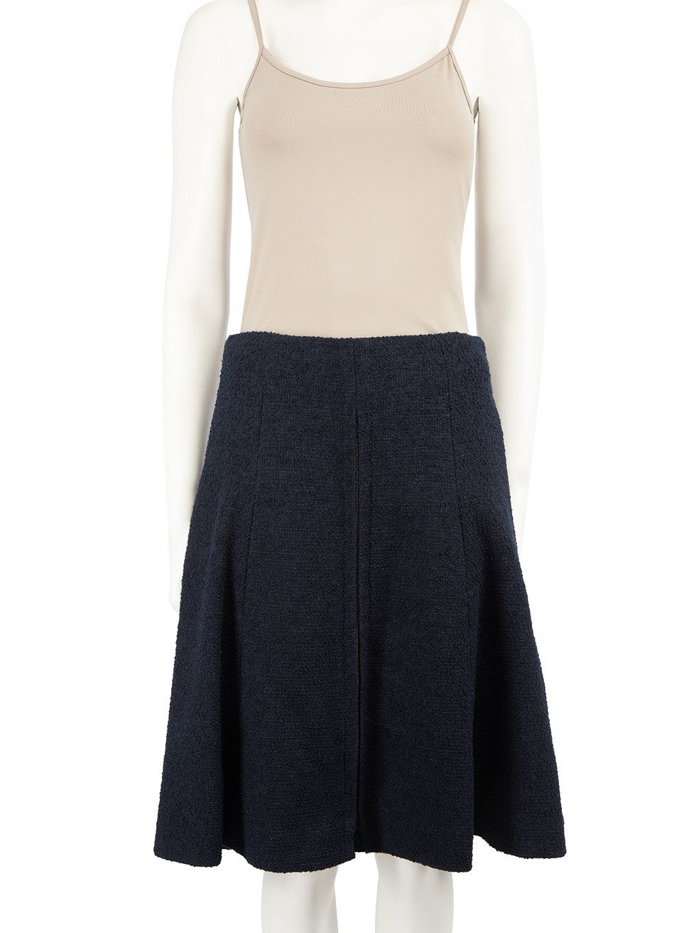 image of Chanel Navy Wool Tweed Ruffled Skirt, Women's (Size 30)