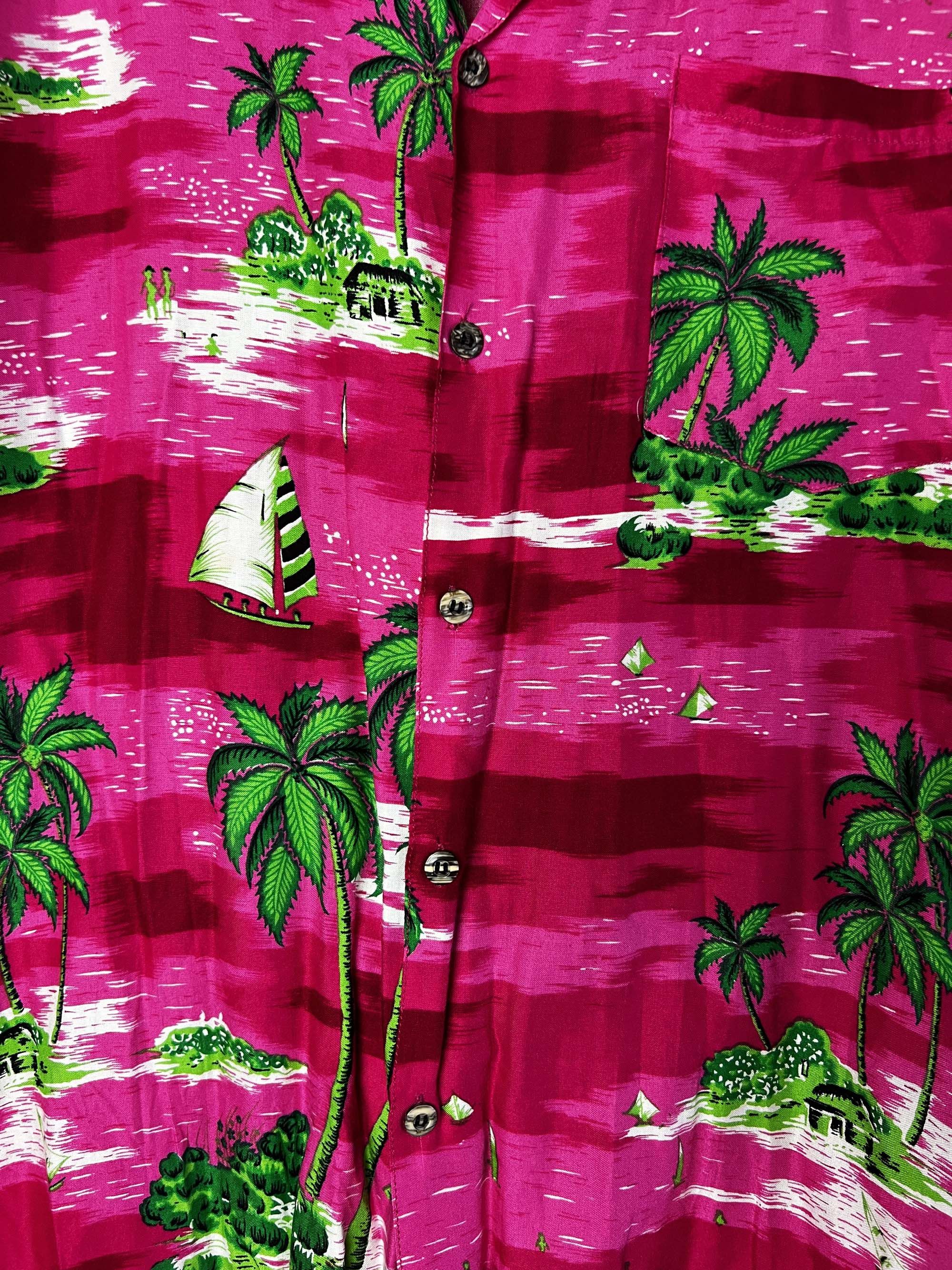 Vintage 1980's Super Way Hot Pink Aloha Luau Island Print Button Up Size US XXL / EU 58 / 5 - 5 Thumbnail