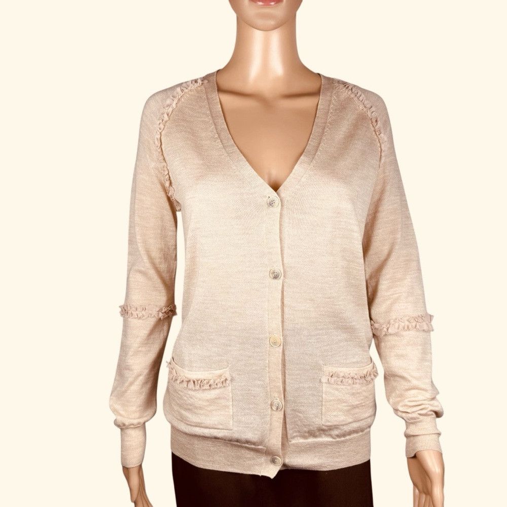 Other NWT New Maison Pere Beige Wool Cashmere Silk Sweater Cardig Size S / US 4 / IT 40 - 1 Thumbnail