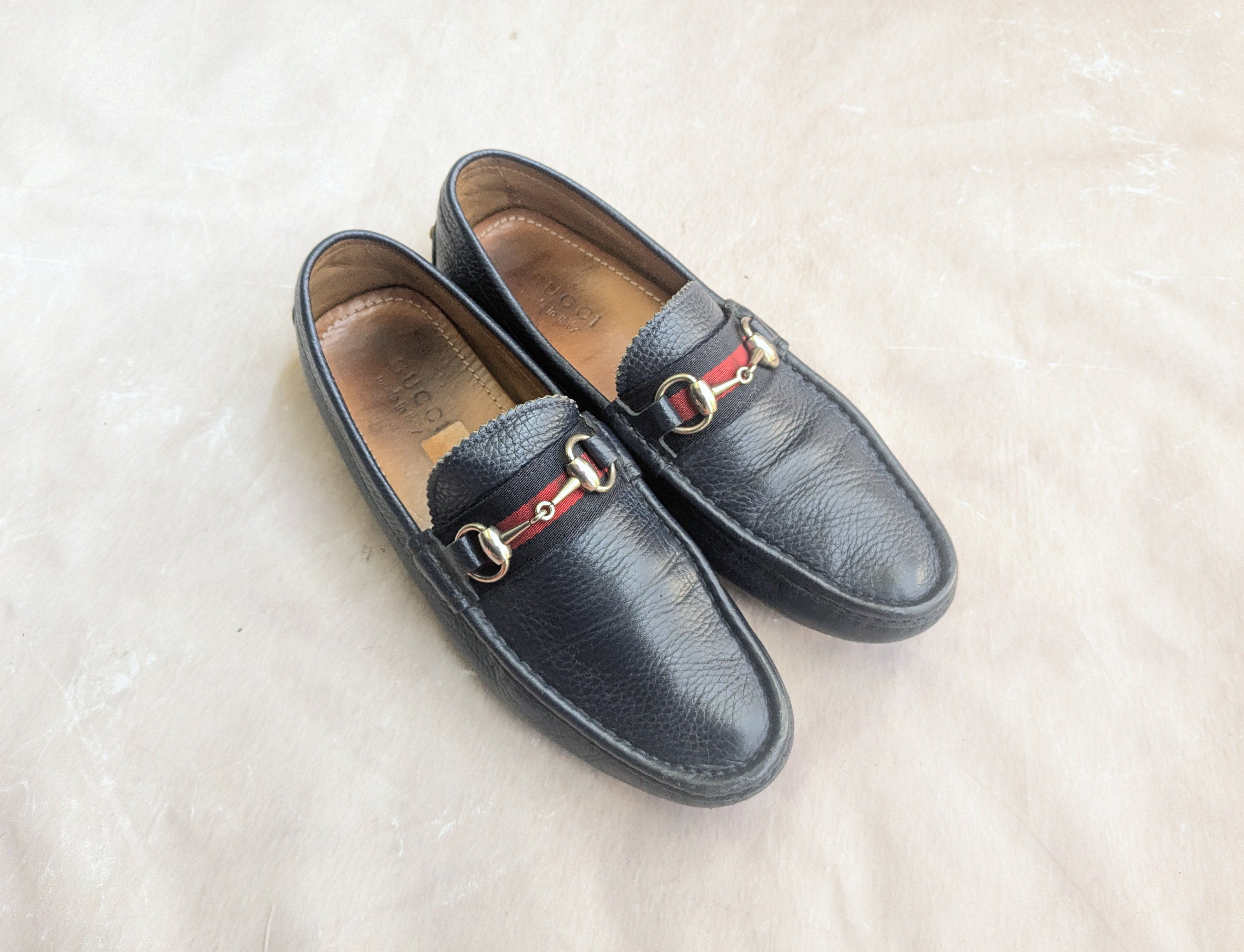 Gucci Horsebit Driving Loafers Navy Blue Leather 7 Snaffle