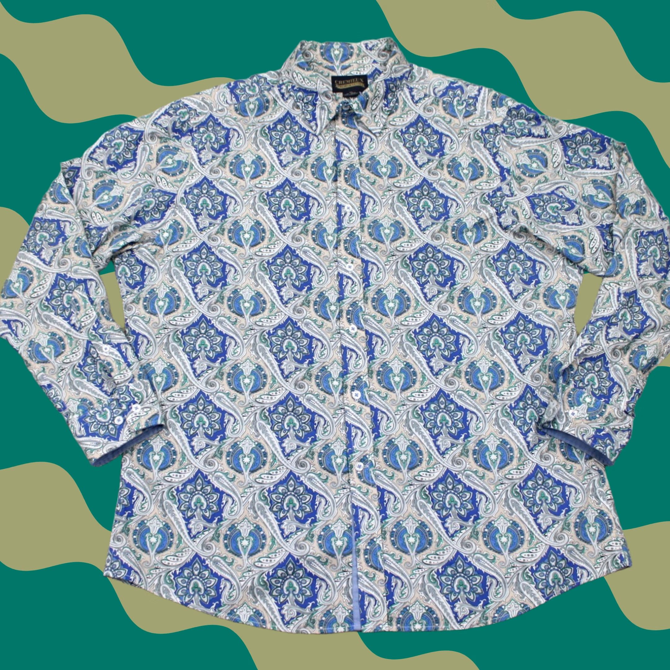 Cremieux Cremieux Premium Button-Up Shirt Mens XL Blue Floral 100% Cotton Long Sleeve Size US XL / EU 56 / 4 - 1 Thumbnail