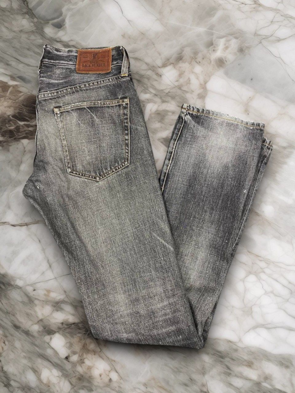 Japanese Brand back number japanese brand distressed denim nice design Size US 29 - 1 Thumbnail