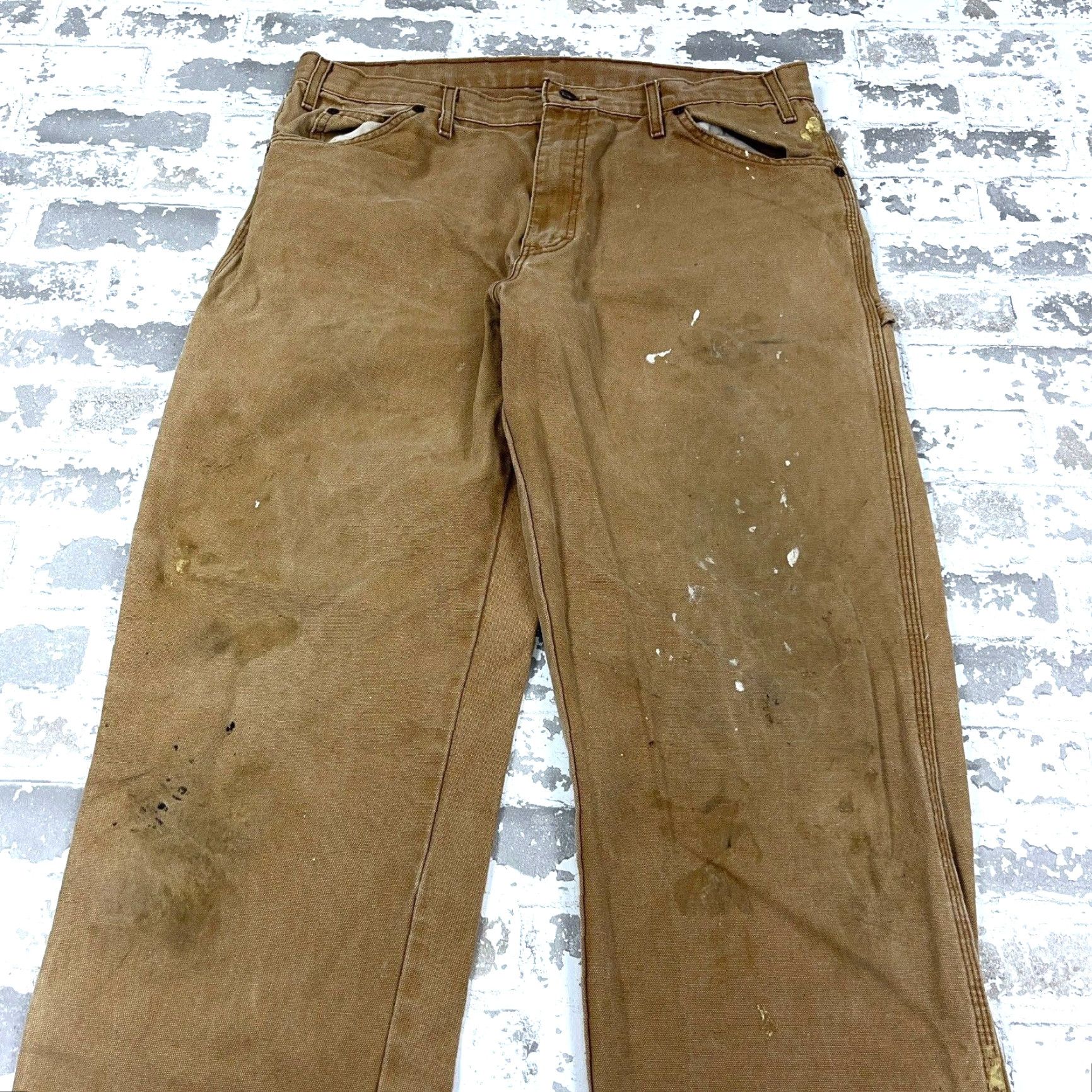 Dickies VINTAGE Dickies Carpenter Pants Men 36x34 Brown Canvas Distressed Grunge Size US 36 / EU 52 - 6 Thumbnail