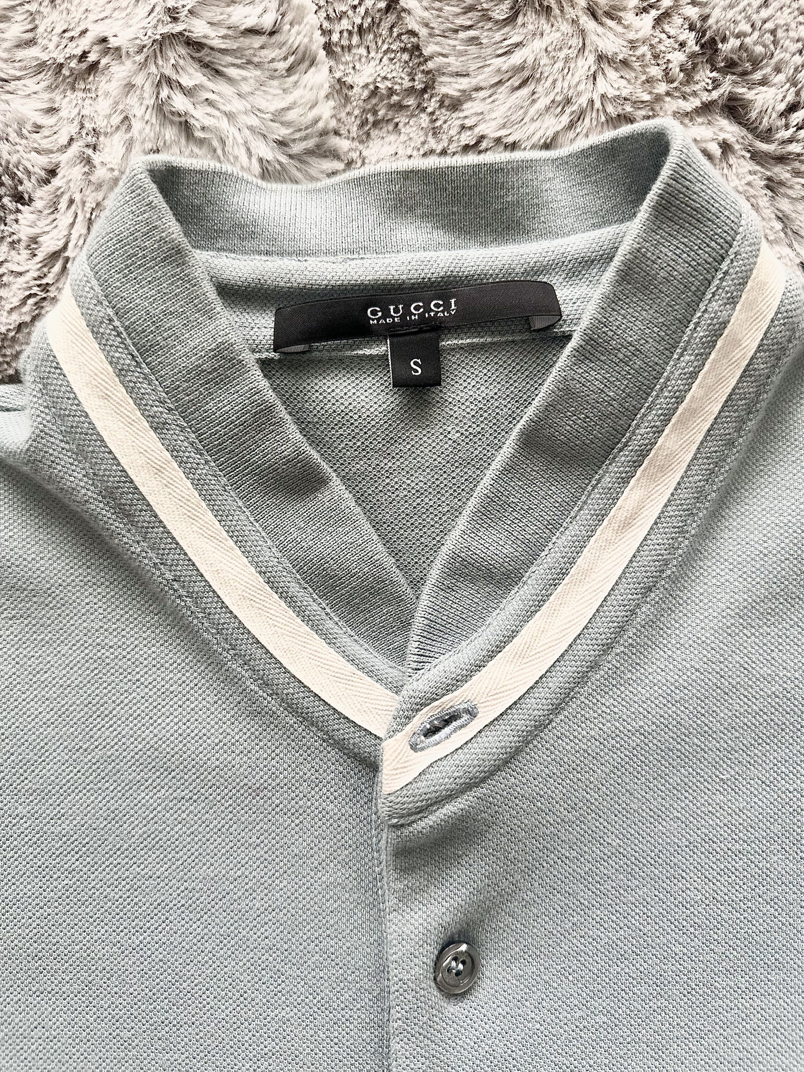Gucci Gucci Powder Blue Ribbed Stand Collar Polo Shirt Size US S / EU 44-46 / 1 - 11 Thumbnail