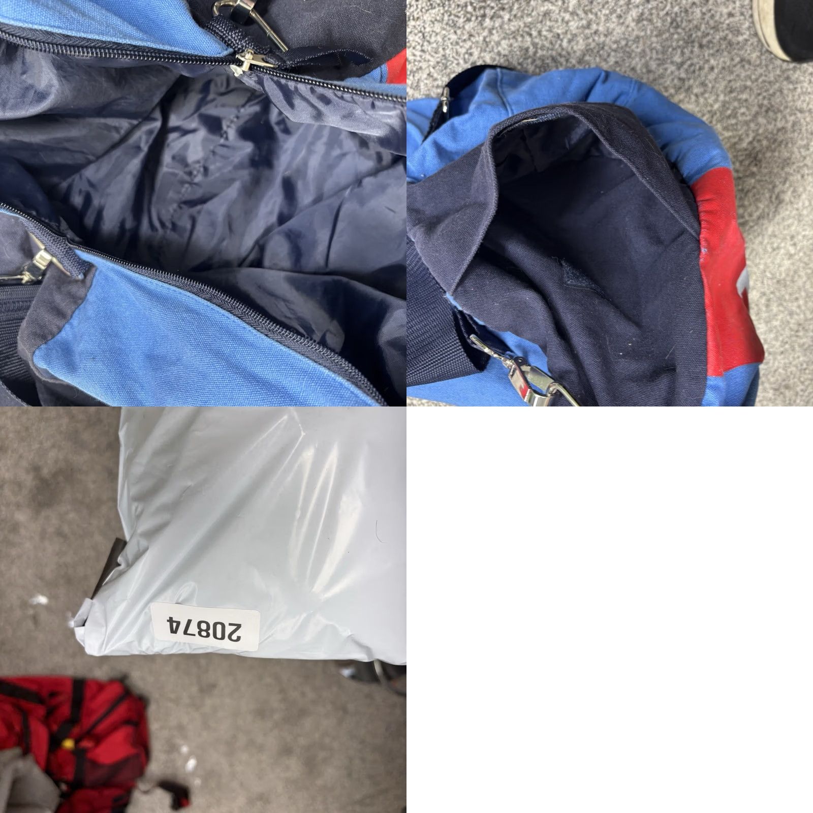 Tommy Hilfiger VINTAGE Tommy Hilfiger Duffel Bag Red Flag Logo Large Denim 90s Gym Travel Blue Canvas 1990s Mens Bag Size ONE SIZE - 8 Thumbnail