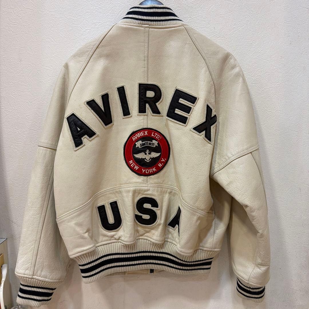 Avirex AVIREX USA Stadium Jacket White Leather XS Size US XS / EU 42 / 0 - 1 Thumbnail