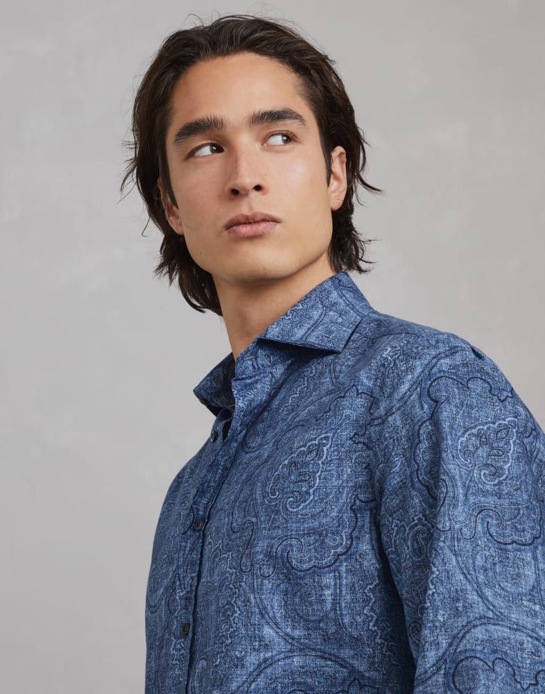 Brunello Cucinelli o1w1db10825 Shirt in Blue Size US XL / EU 56 / 4 - 2 Thumbnail