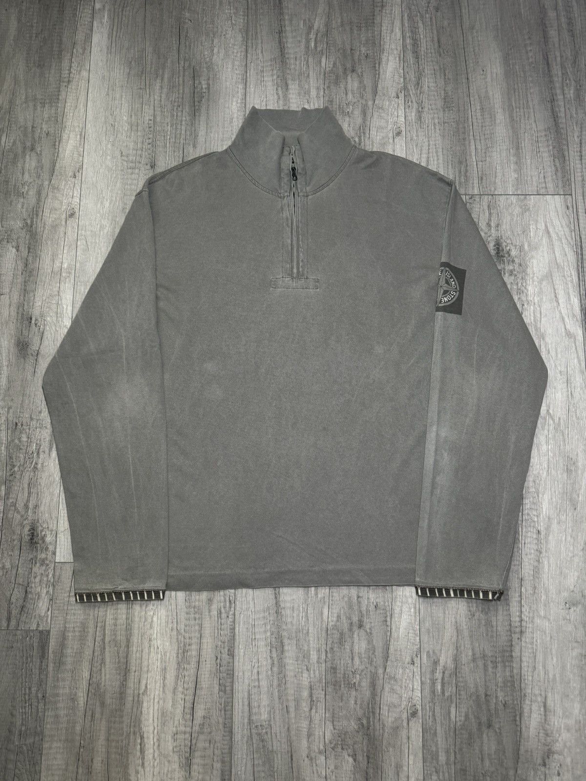 image of Stone Island Vintage Longsleeve With Zip Up 2003 S/s in Grey, Men's (Size XL)