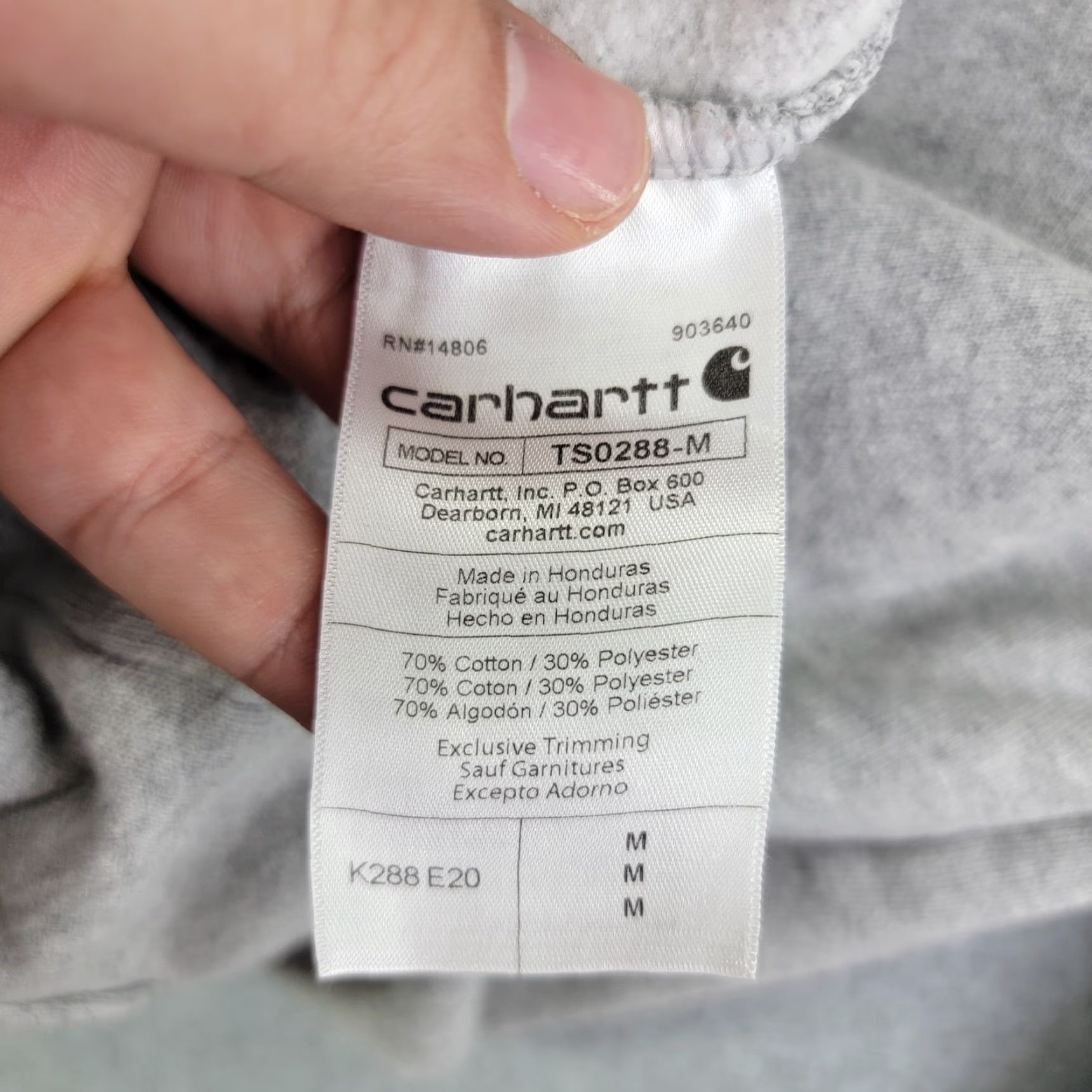 Carhartt Carhartt Hoodie Mens Medium Gray Pullover Fleece Loose Fit Logo Kangaroo Pocket Size US M / EU 48-50 / 2 - 4 Thumbnail