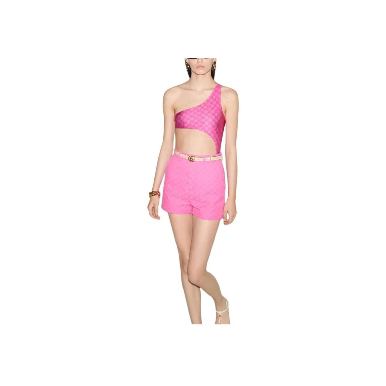 Gucci o1B3y1r0526 GG Stretch Jersey Swimsuits in Pink Size M / US 6-8 / IT 42-44 - 3 Thumbnail
