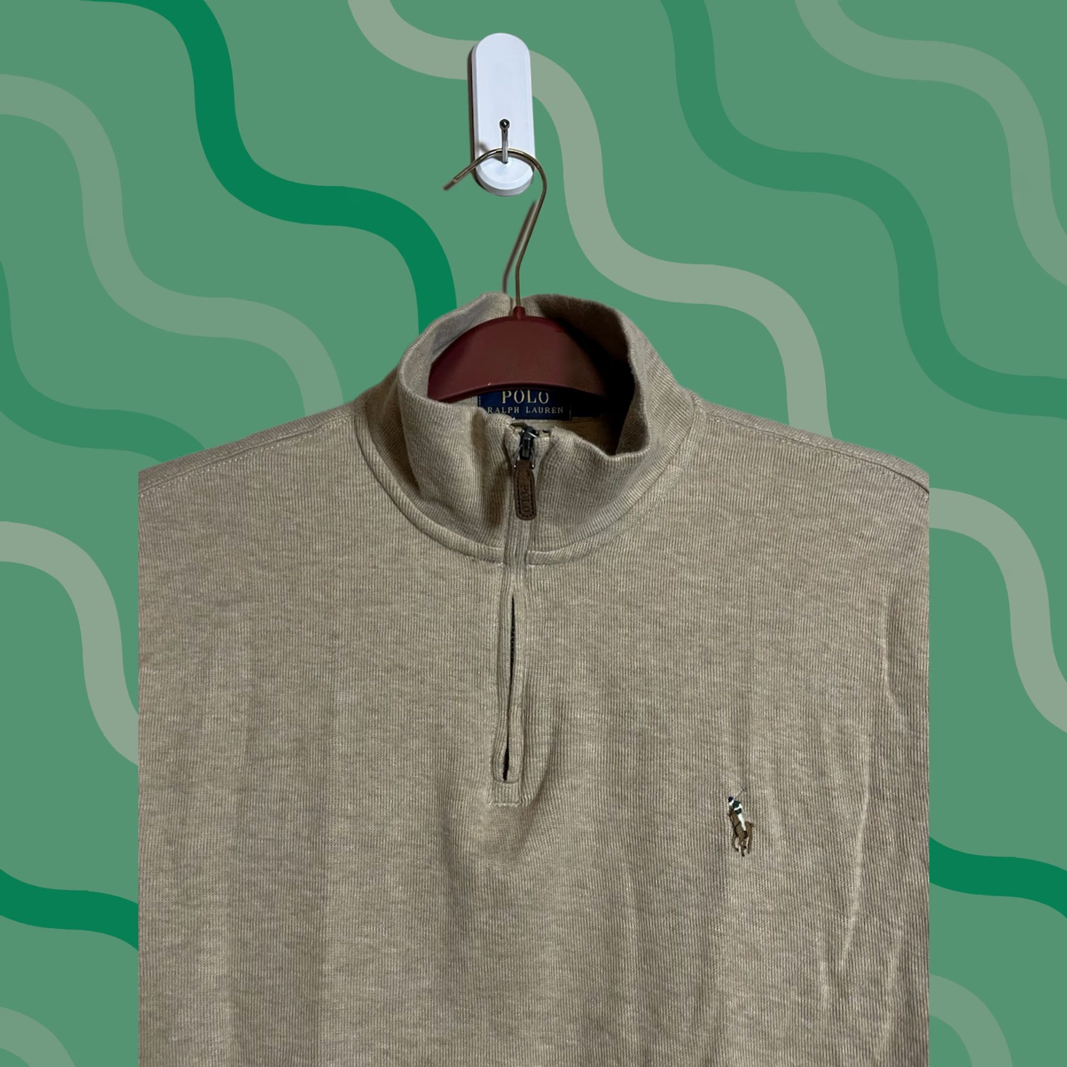 Polo Ralph Lauren Polo Ralph Lauren Men Sweater Pullover 1/4 Zip Long Sleeve Tan Large Dune Knit Logo Casual Vintage No Size US L / EU 52-54 / 3 - 1 Thumbnail