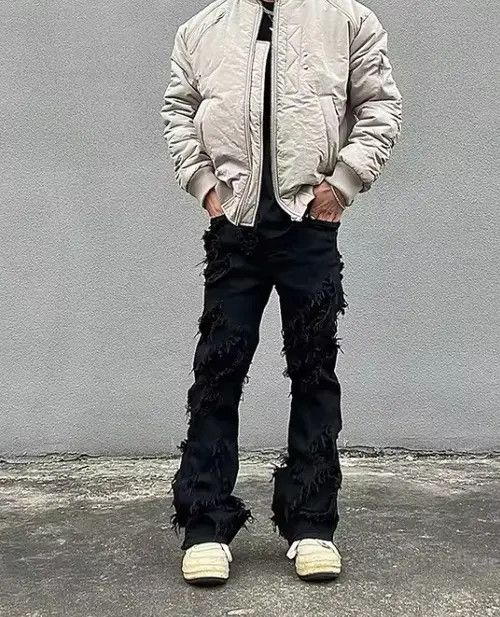 Japanese Brand Mitsui x Juri High street black raw edge ripped jeans Size US 30 / EU 46 - 5 Thumbnail