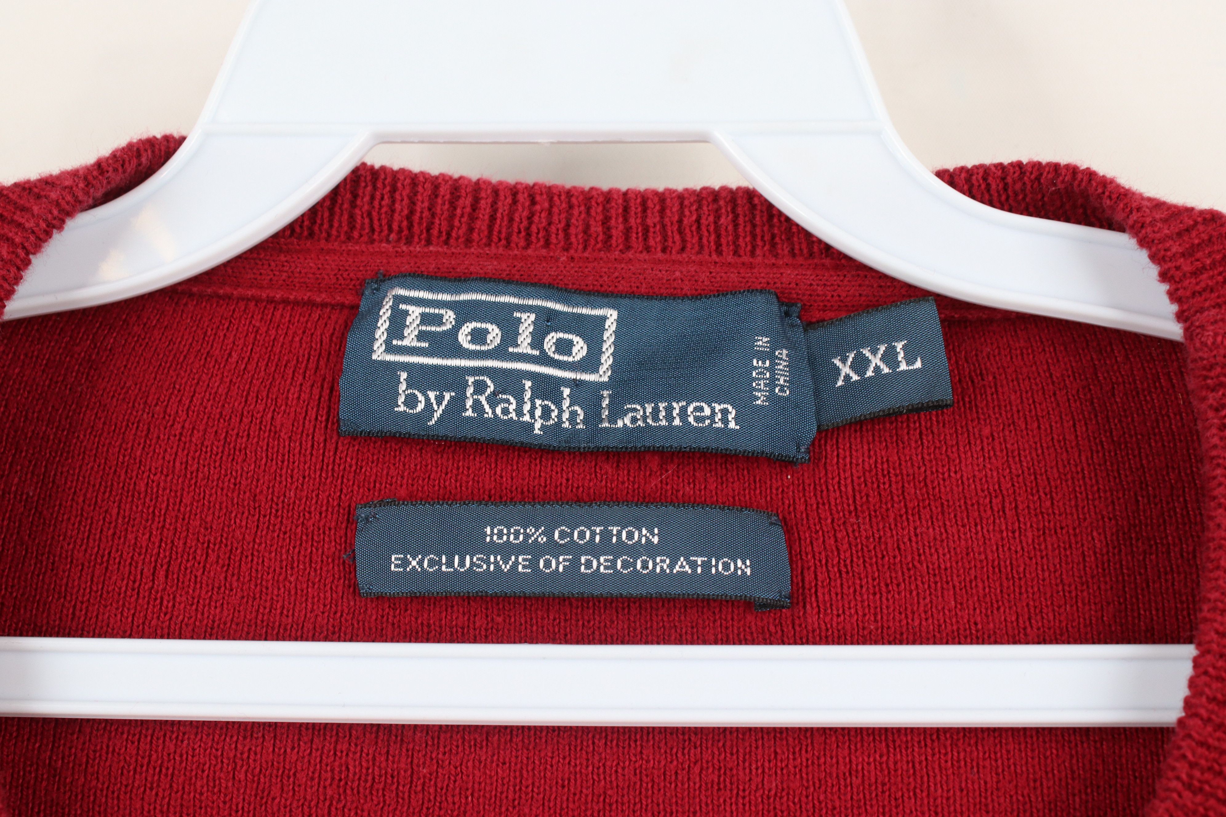 Ralph Lauren × Vintage Vintage 90s Ralph Lauren Ribbed Knit Crewneck Sweater Red Size US XXL / EU 58 / 5 - 7 Thumbnail
