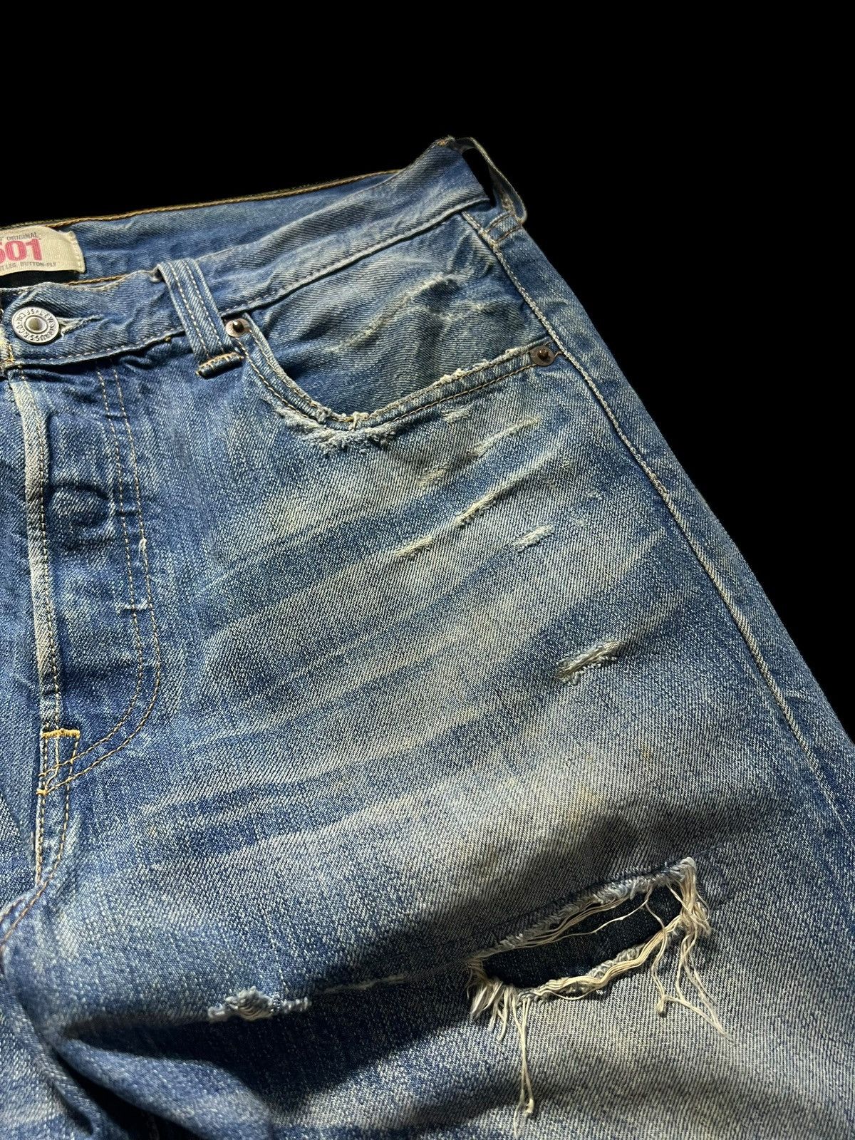 Levi's × Levi's Vintage Clothing 💥Rare💥Vintage 90’Levis 501 Kurt Corbain Distressed Jeans Size US 30 / EU 46 - 7 Thumbnail