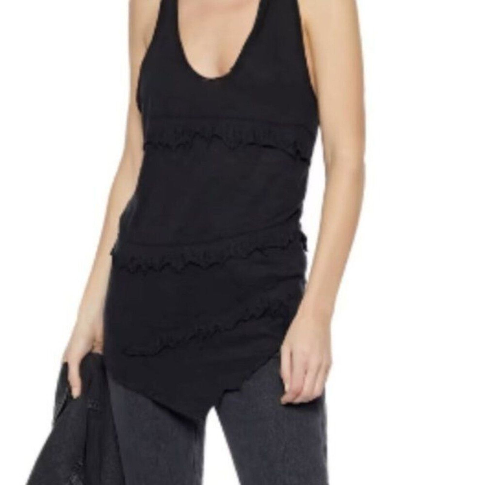 Iro Iro Boham distressed slub linen jersey tank black L Size L / US 10 / IT 46 - 4 Thumbnail