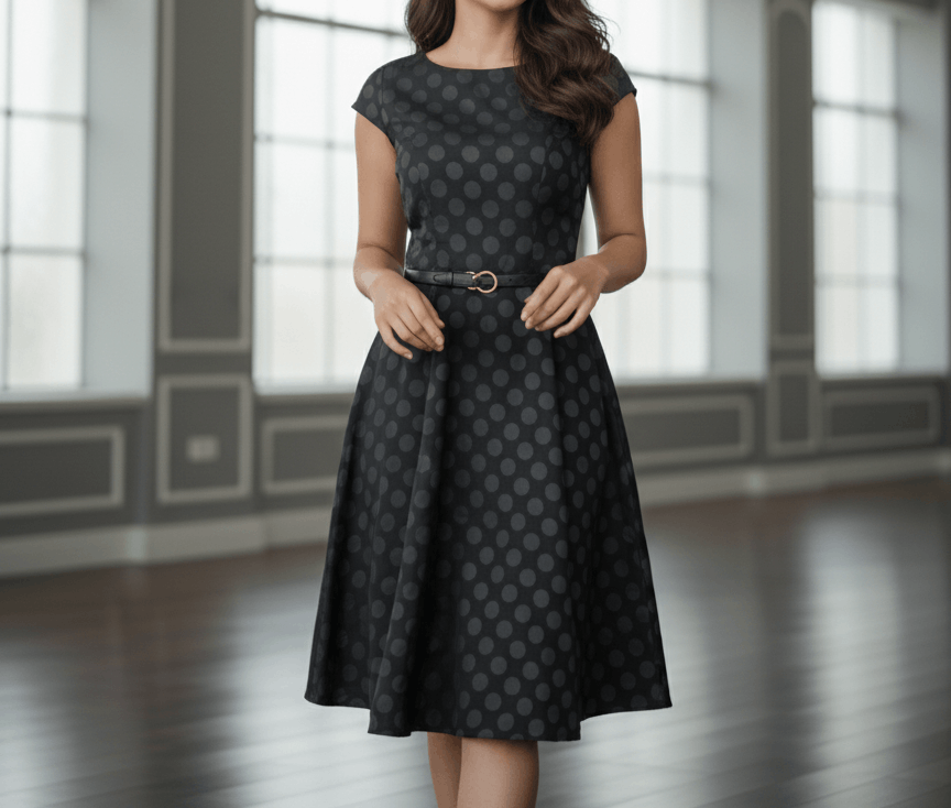 Japanese Brand Ined polkadot pleated midi dress Size L / US 10 / IT 46 - 1 Thumbnail