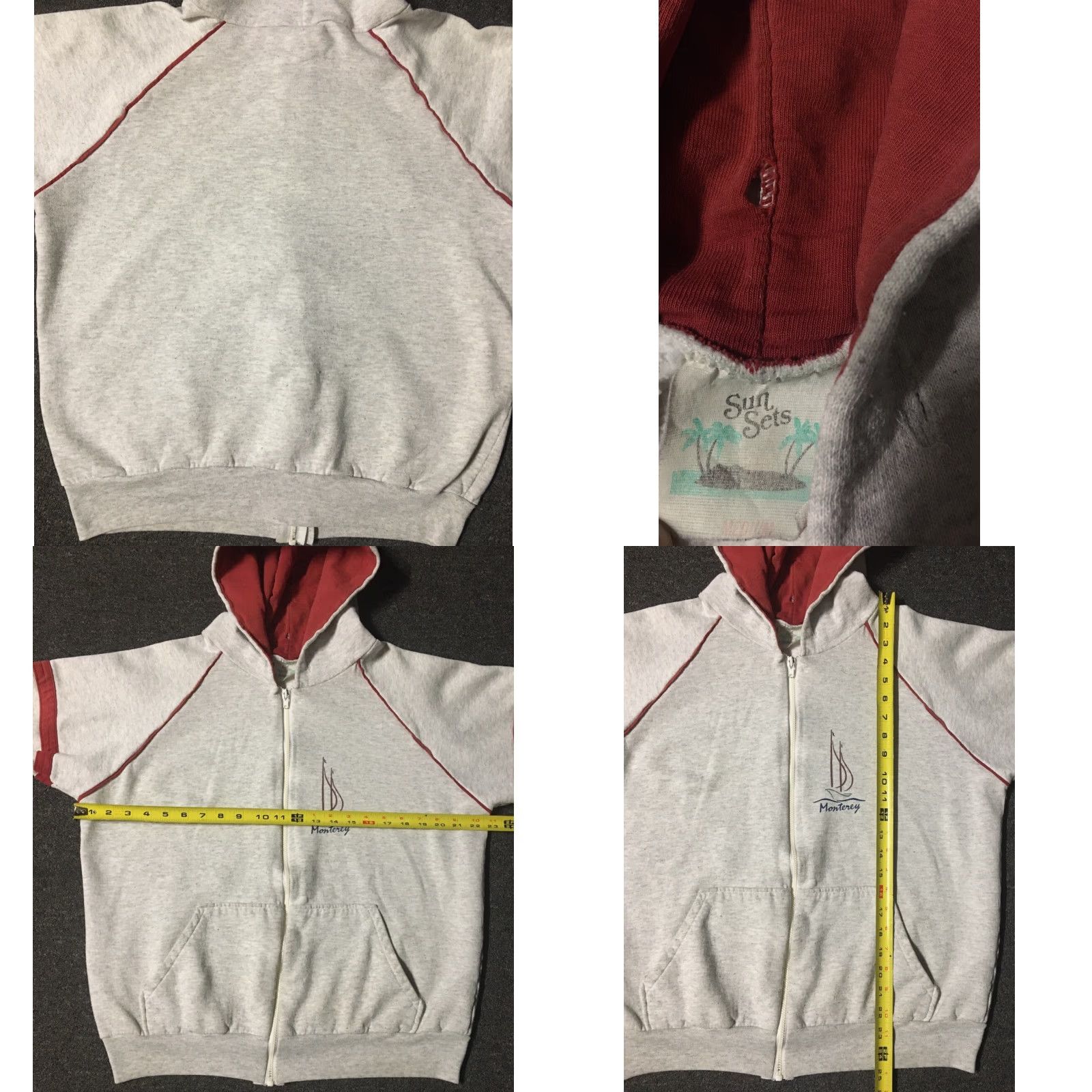 Nautica VINTAGE Nautical 80s Monterey Sailing faded Zip Hoodie M Gray Striped Surf Skate Beach Grunge USA 80s 90s Flashback Mens Zip Hoodie Size US M / EU 48-50 / 2 - 8 Thumbnail