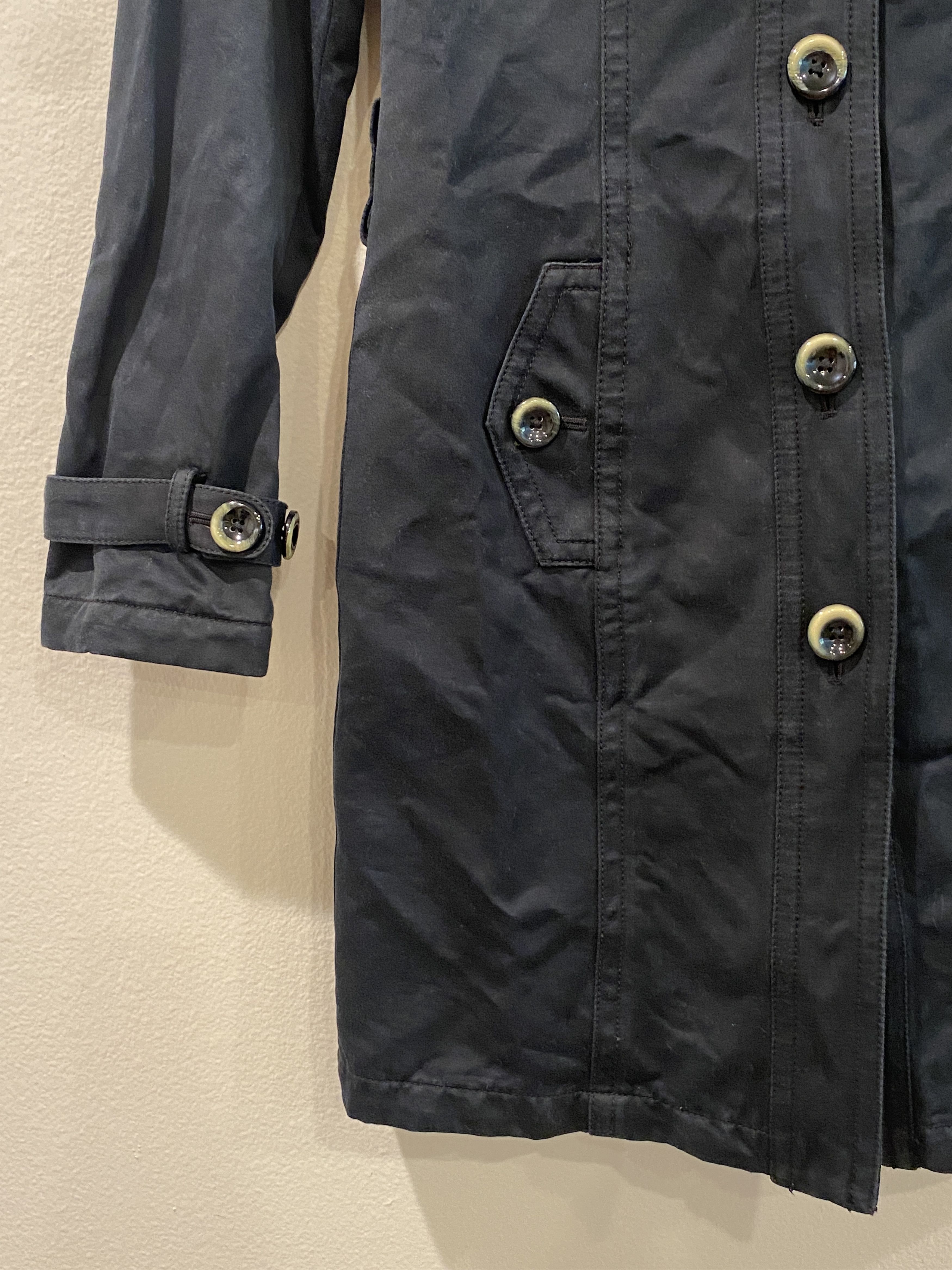 Banana Republic Banana Republic Black/Dark Navy Cotton Trench Coat – Size XS Size XS / US 0-2 / IT 36-38 - 2 Thumbnail