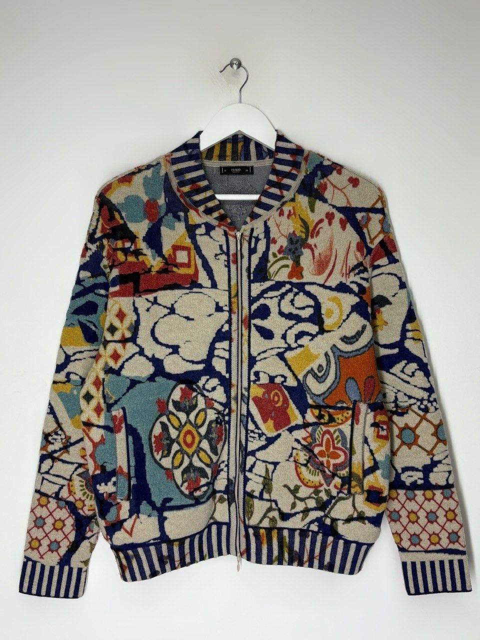 Other Ivko Wool Printed Bomber Jacket Trencar Pattern Front Zip Size S / US 4 / IT 40 - 1 Thumbnail