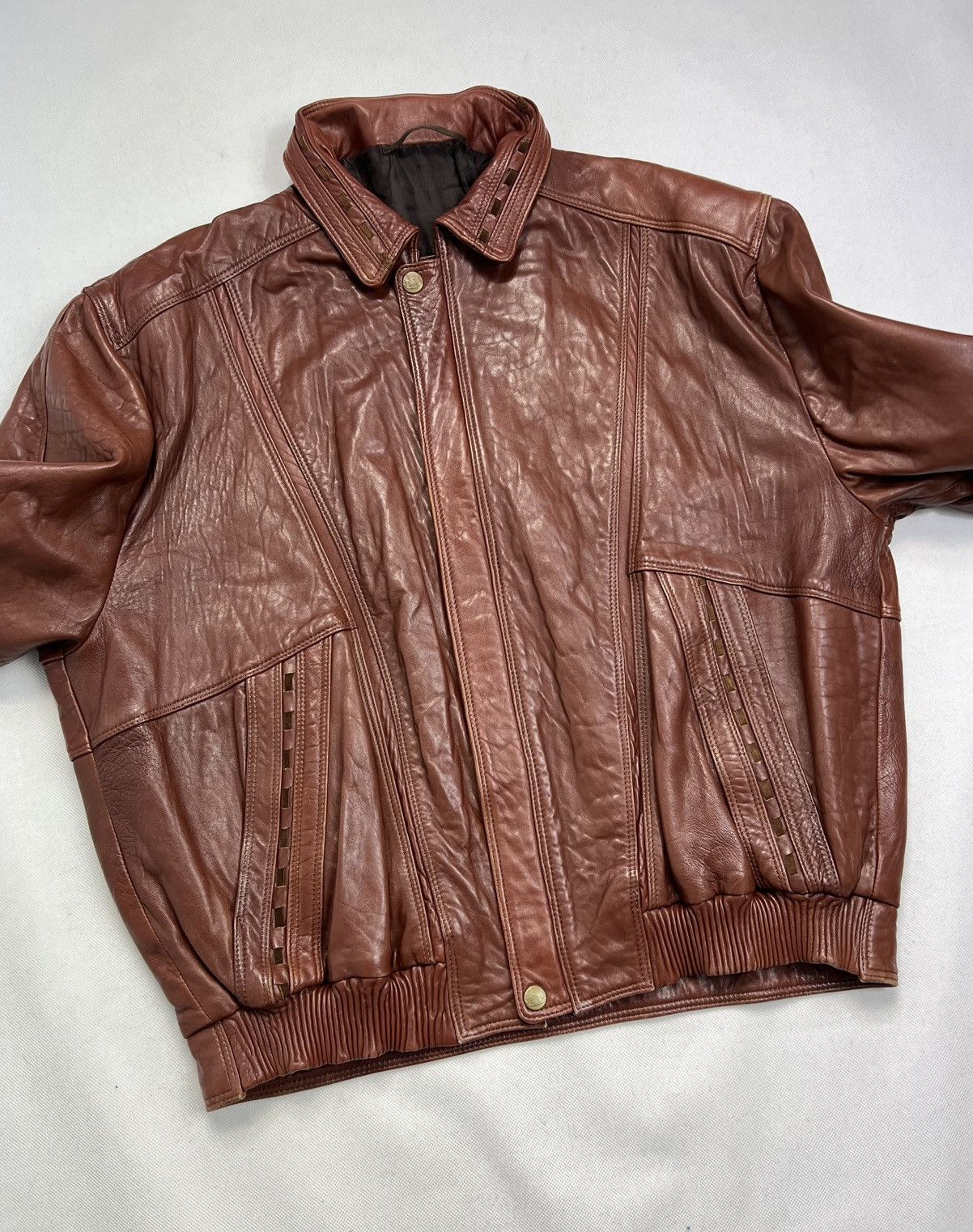 Vintage Leather Jacket Jariod Brown Vintage 90’s Boxy Fit Size US XXL / EU 58 / 5 - 2 Thumbnail