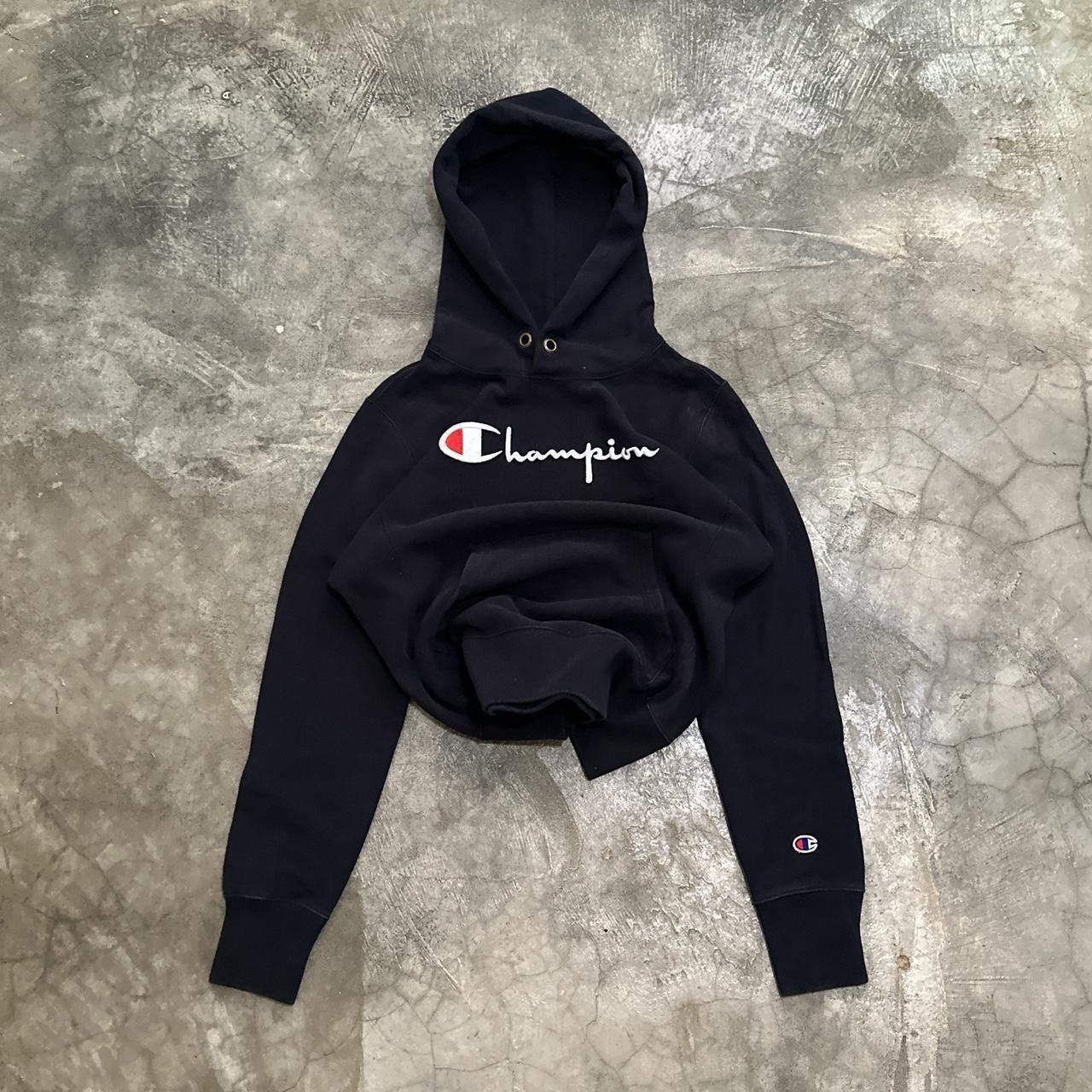 image of 70’S Champion Reverse Weave Hoodie in Black, Men's (Size Medium)