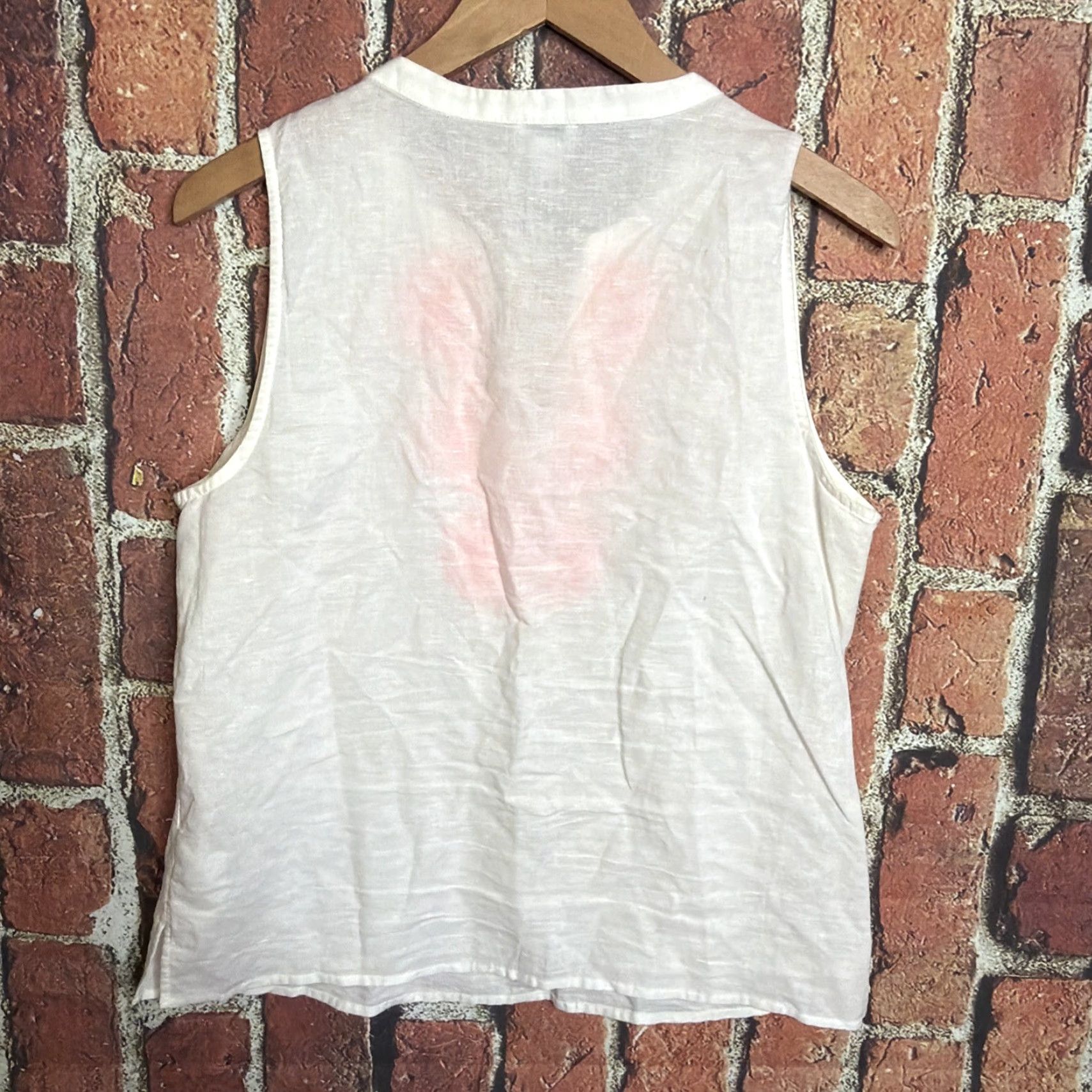 J.Crew J. Crew Embroidered Tank Top Size 8 White Linen Cotton Boho Sleeveless Shirt Womens Regular Comfortable Lightweight Summer Vintage: No Size M / US 6-8 / IT 42-44 - 3 Thumbnail