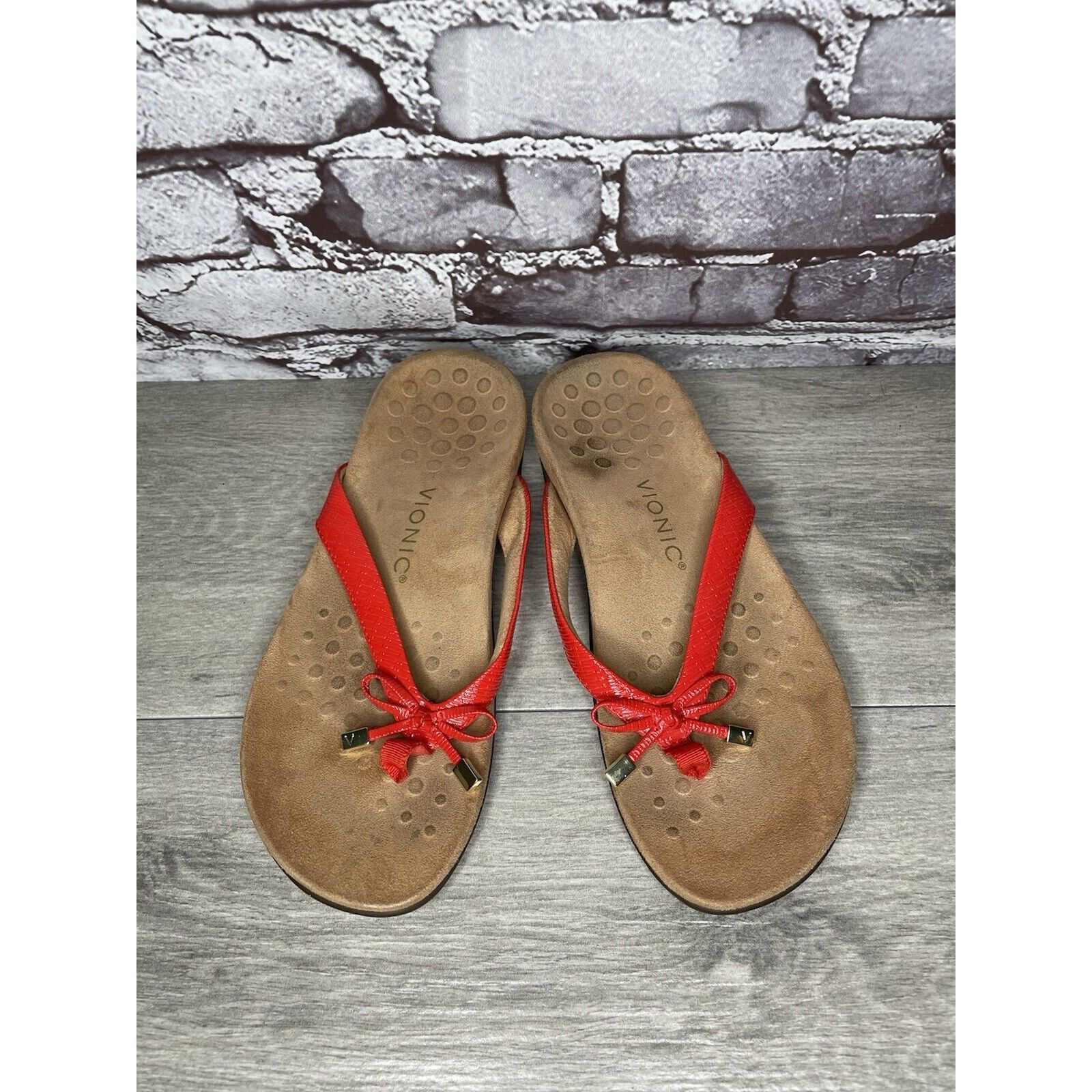 Other Vionic Bella 2 Red Synthetic Bow Casual Thong Sandals Women’ Size US 8.5 / IT 38.5 - 19 Thumbnail