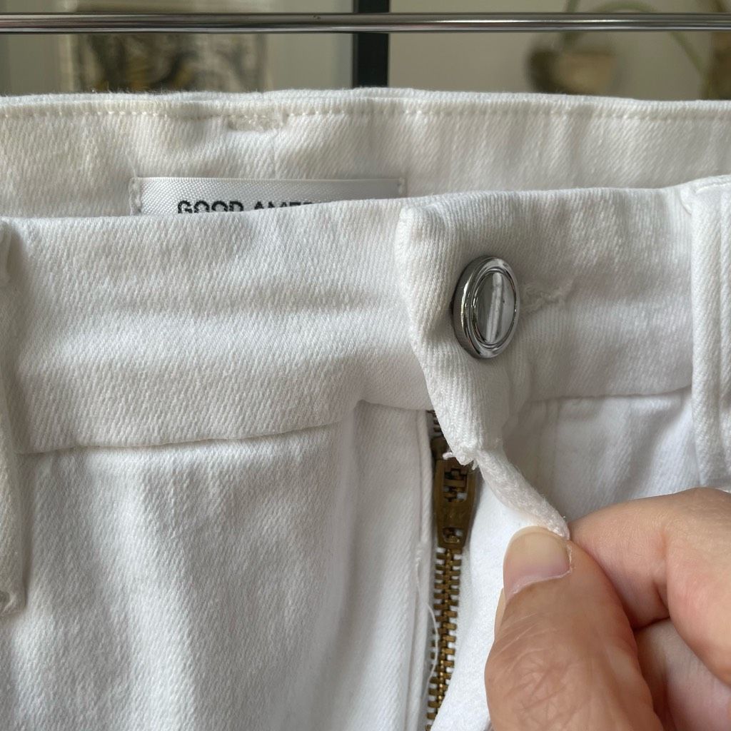Other Good American White Raw Tulip Hem Jeans 31 Size 31" - 6 Thumbnail
