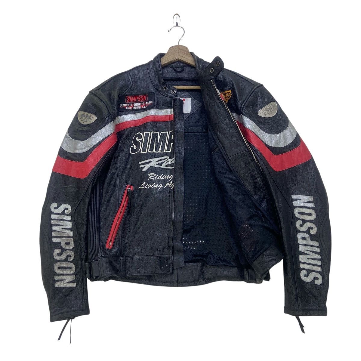Other Simpson Racing North Carolina U.S.A Leather Biker Jacket Size US S / EU 44-46 / 1 - 3 Thumbnail