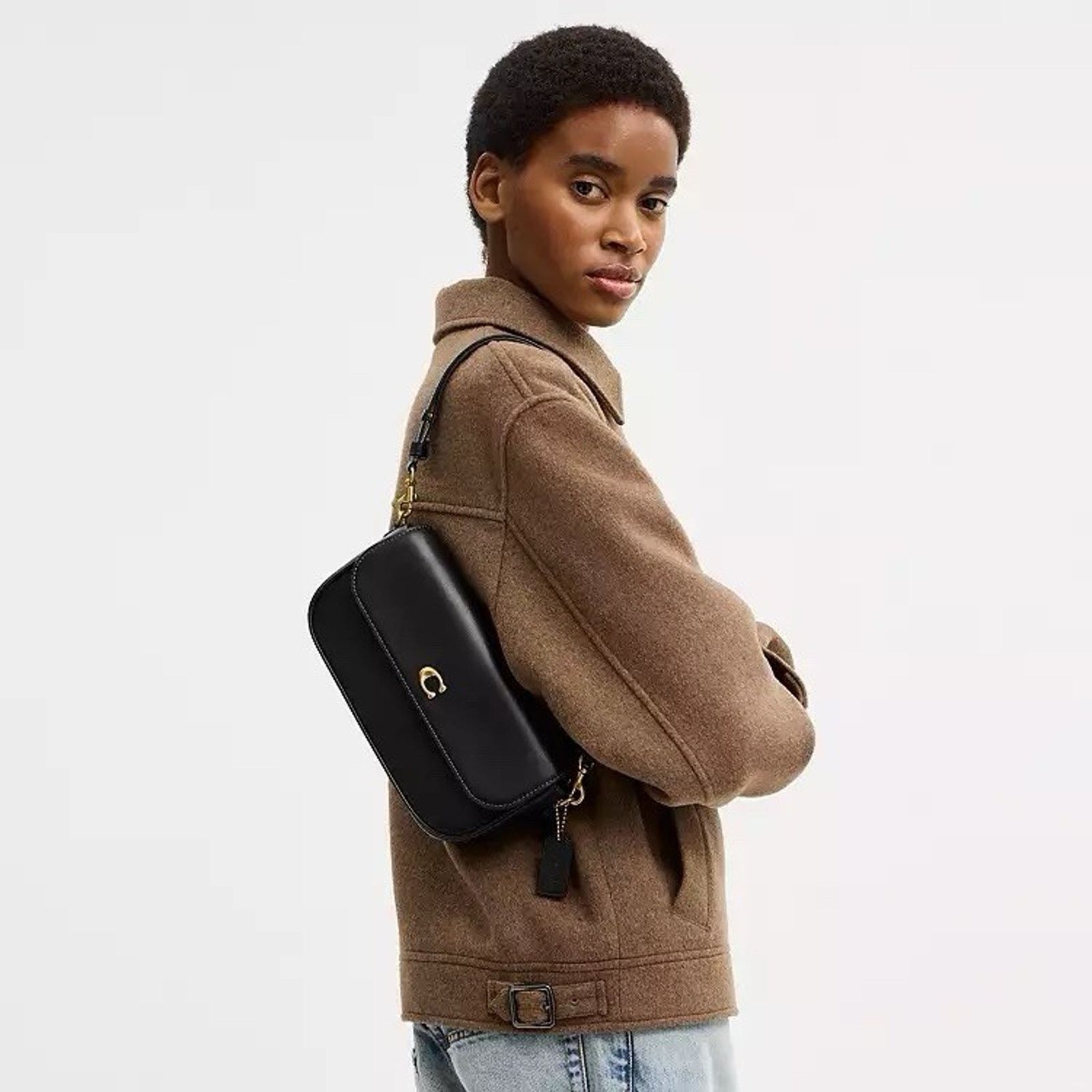 Coach NWT Coach CAN90 Brook Flap Chain Bag Leather Crossbody Black Size ONE SIZE - 6 Thumbnail