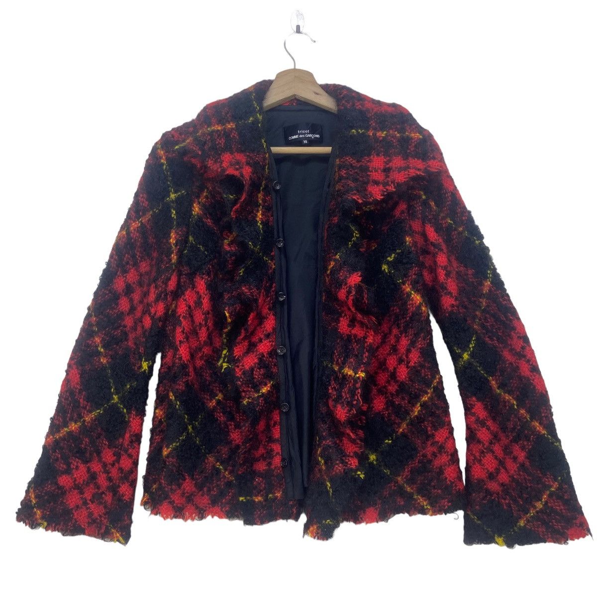 Comme des Garcons Tricot Comme des Garçons Red Check Mohair Jacket Size S / US 4 / IT 40 - 1 Thumbnail