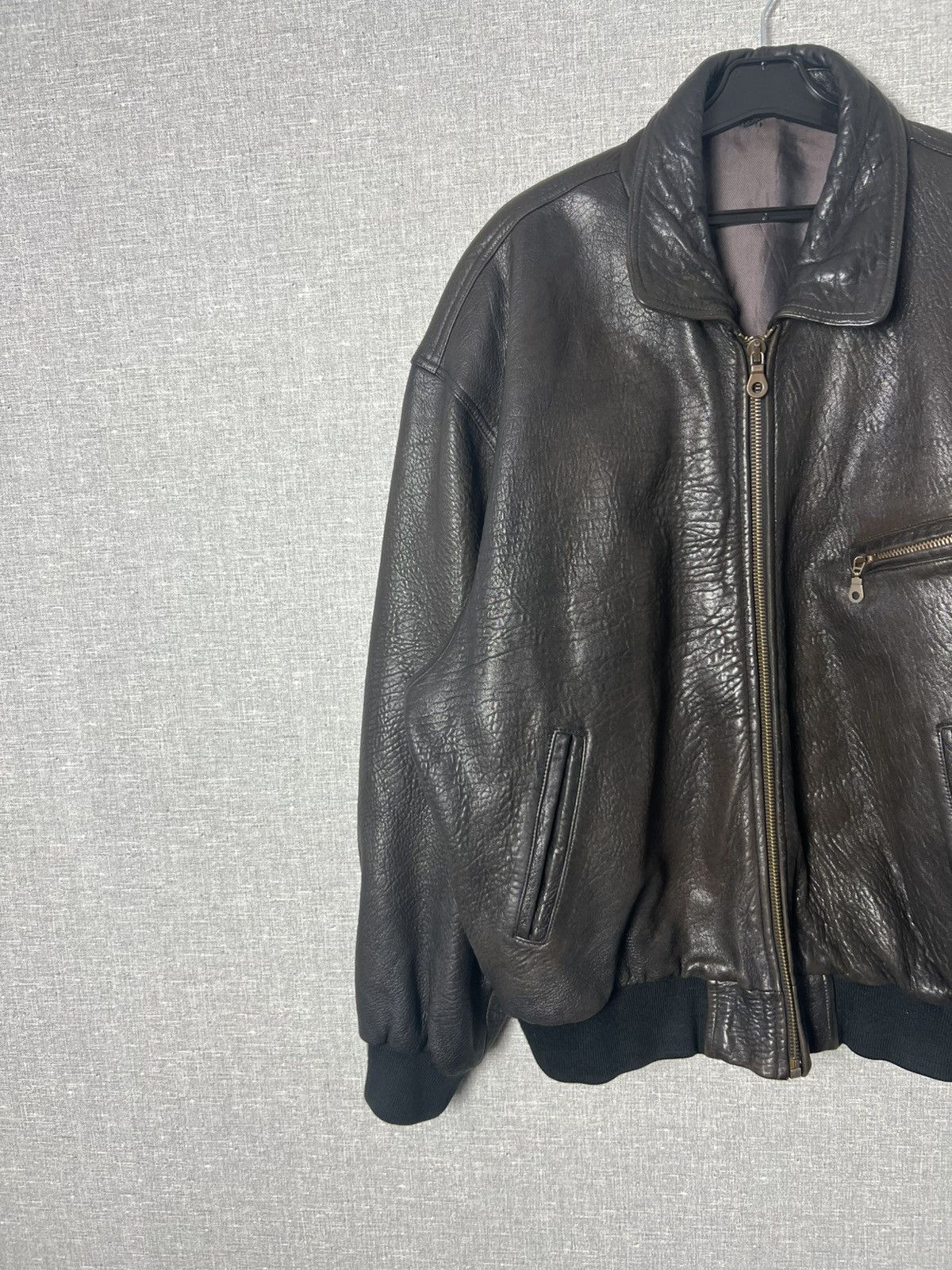 Genuine Leather Vintage Brown Leather Aviator Jacket Utility Pilot Bomber Size US L / EU 52-54 / 3 - 3 Thumbnail