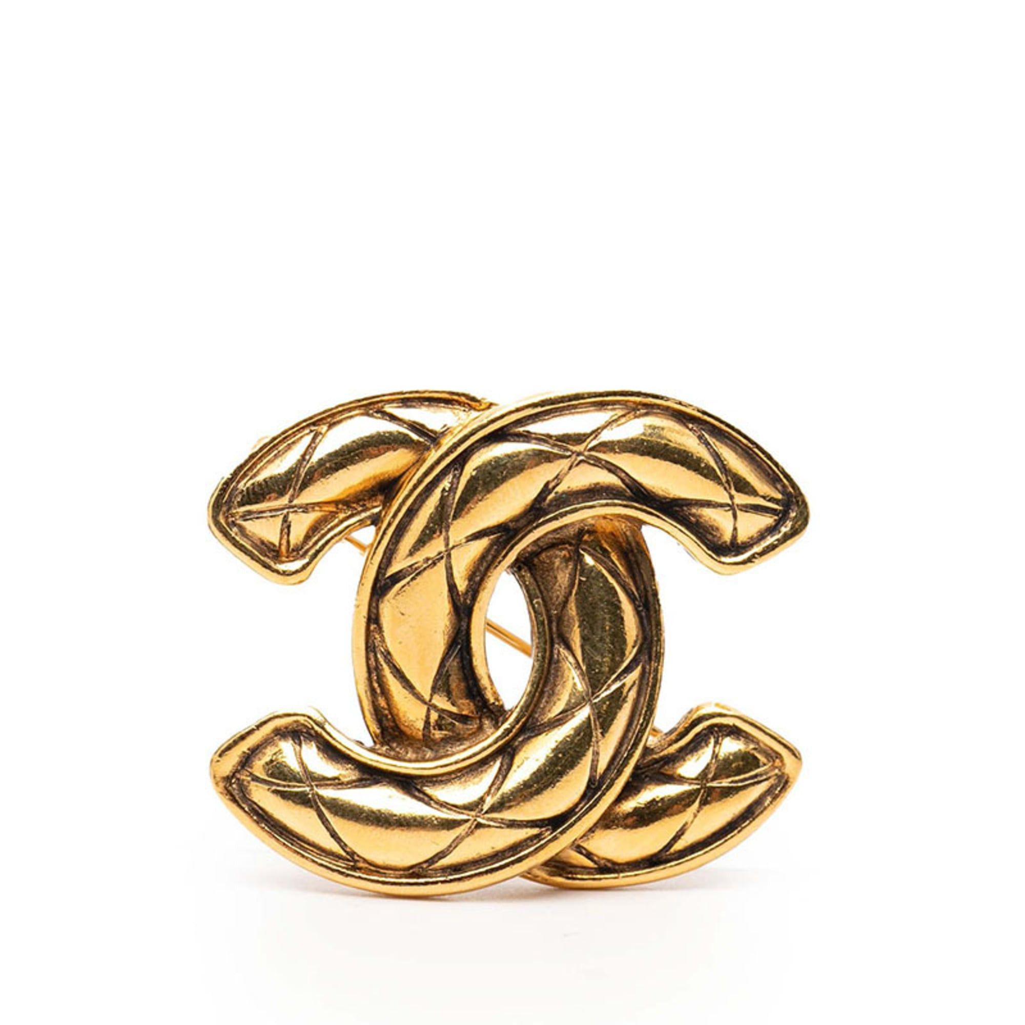 Chanel CHANEL Coco Mark Matelasse Brooch, Gold Plated, Women's Size ONE SIZE - 1 Thumbnail
